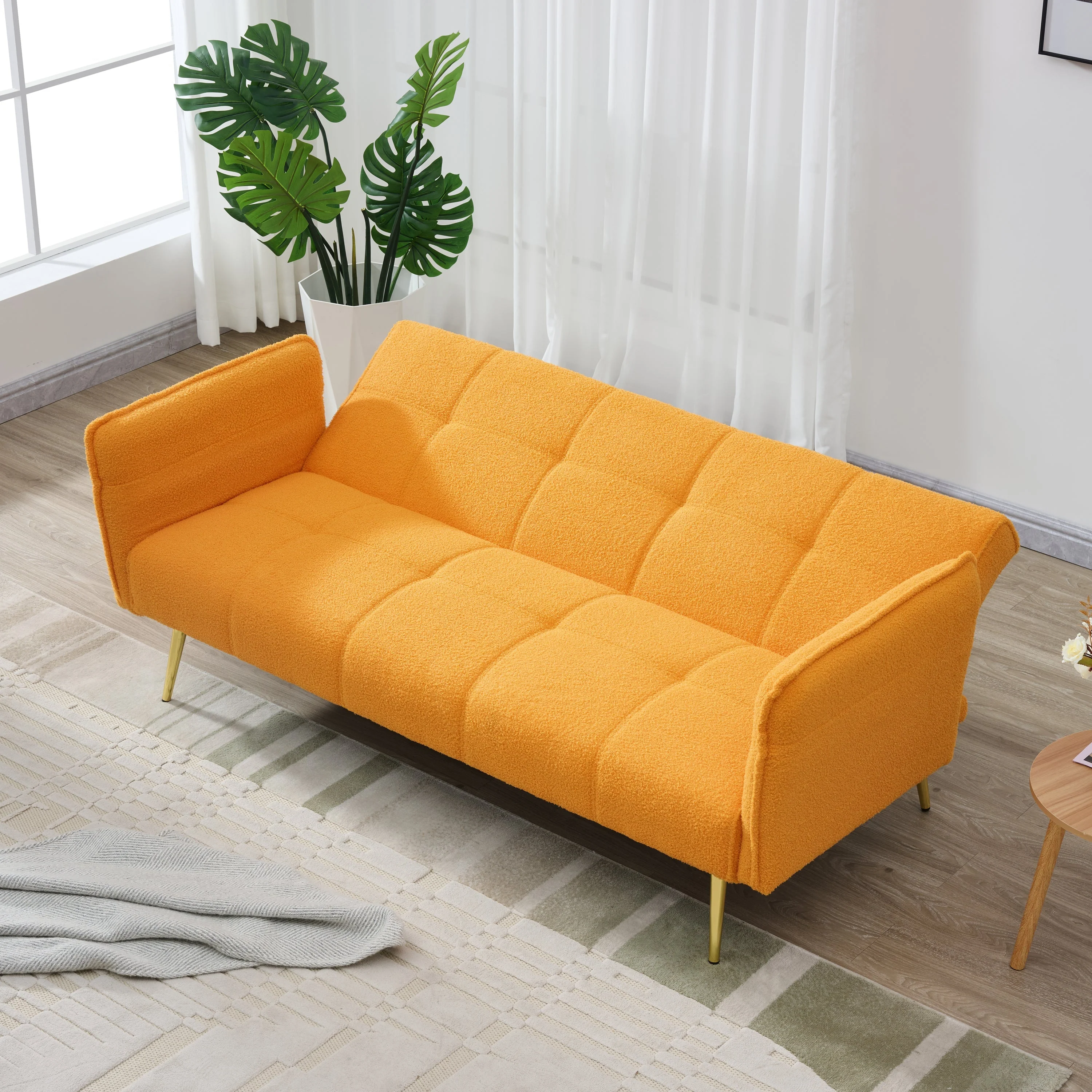 70-Inch Teddy Fleece Sofabed with Adjustable Arms and Backrest - Image 5
