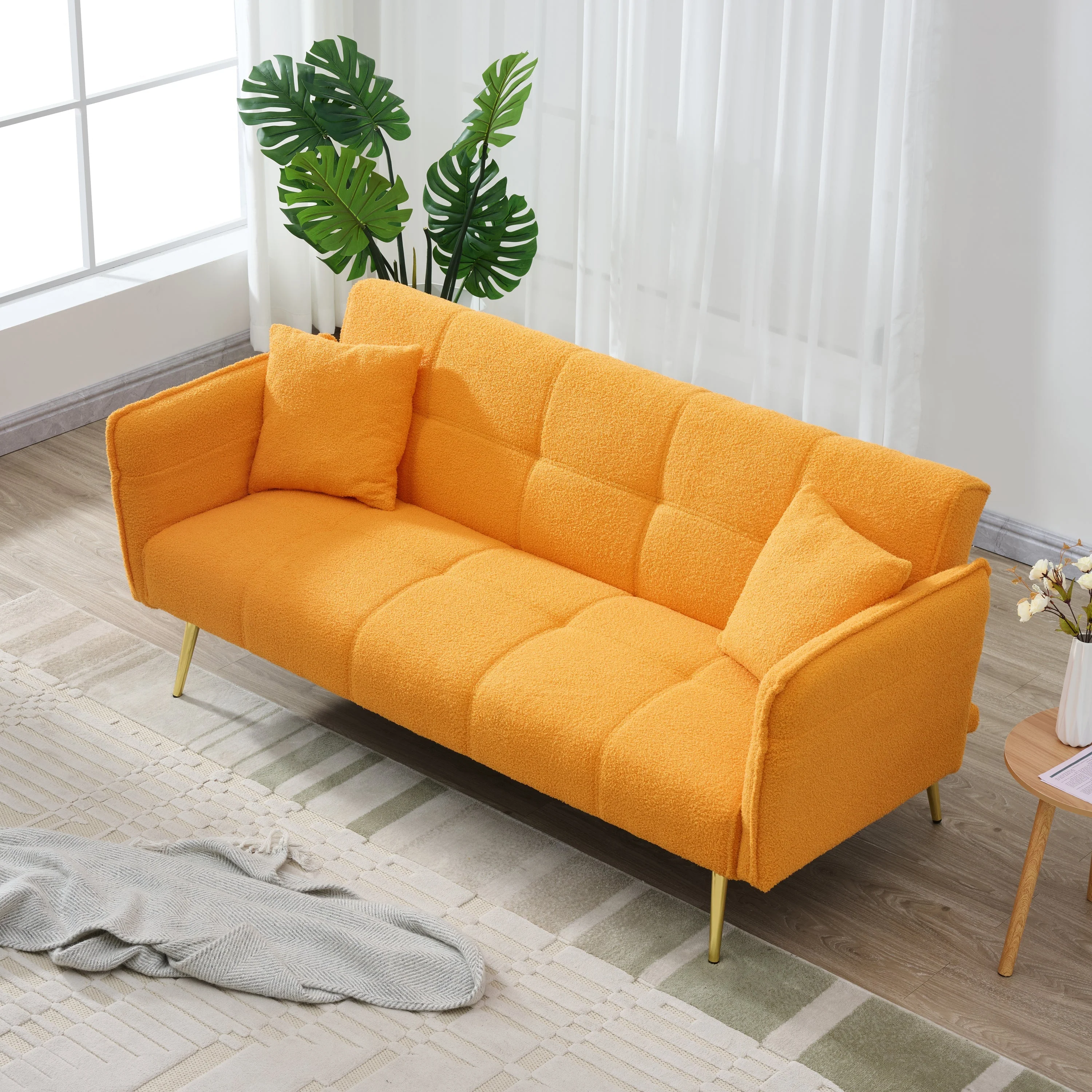 70-Inch Teddy Fleece Sofabed with Adjustable Arms and Backrest - Image 6