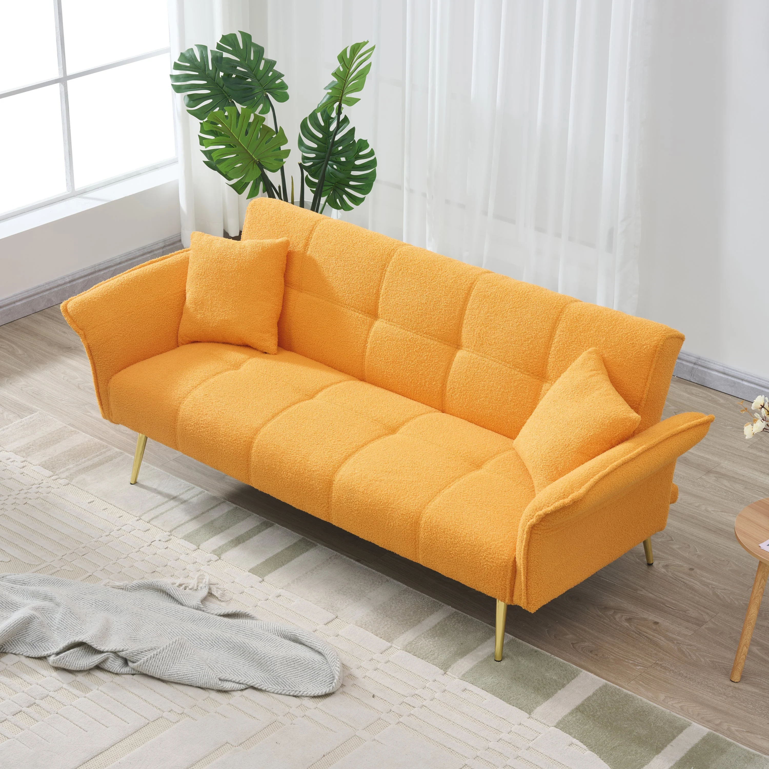 70-Inch Teddy Fleece Sofabed with Adjustable Arms and Backrest - Image 7