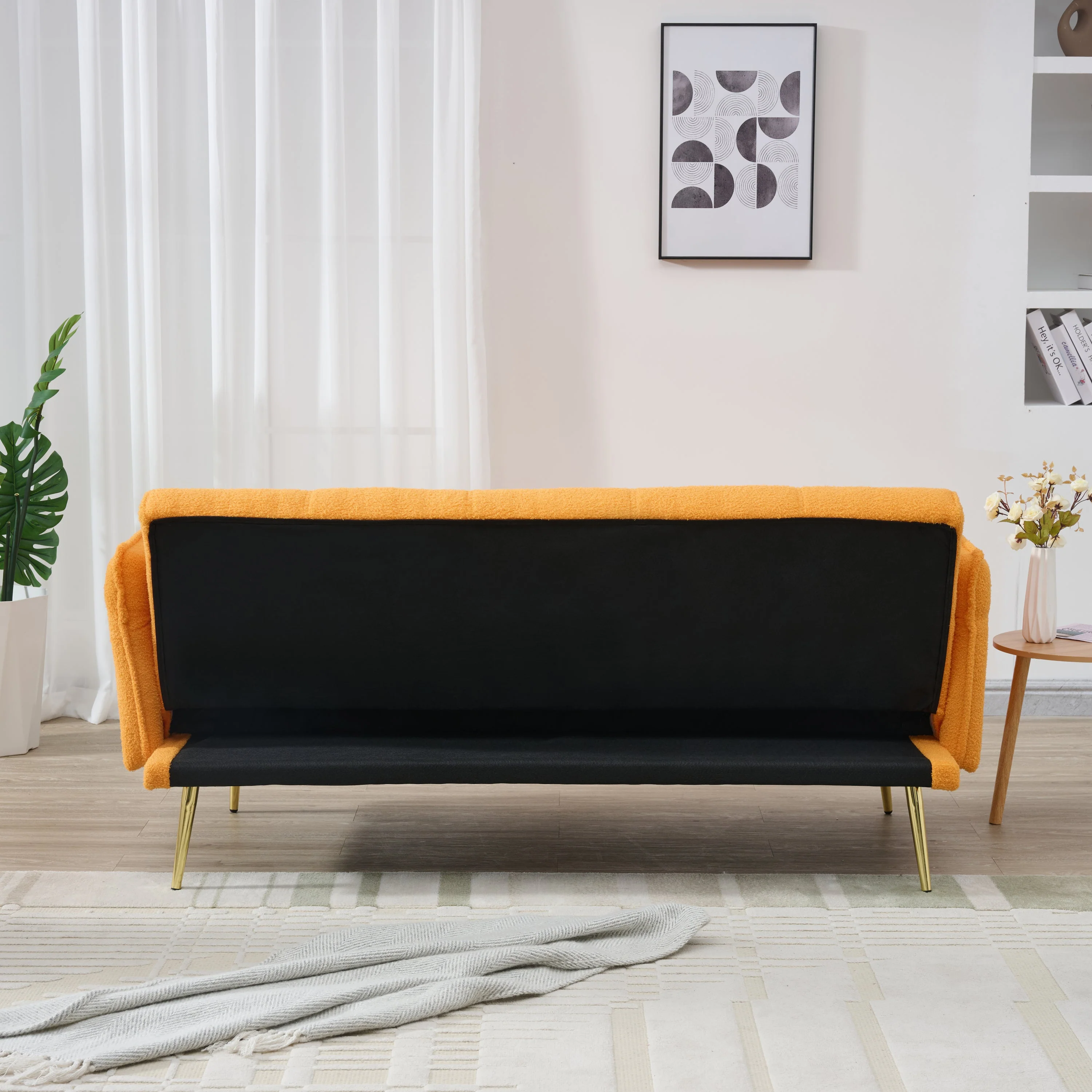 70-Inch Teddy Fleece Sofabed with Adjustable Arms and Backrest - Image 8
