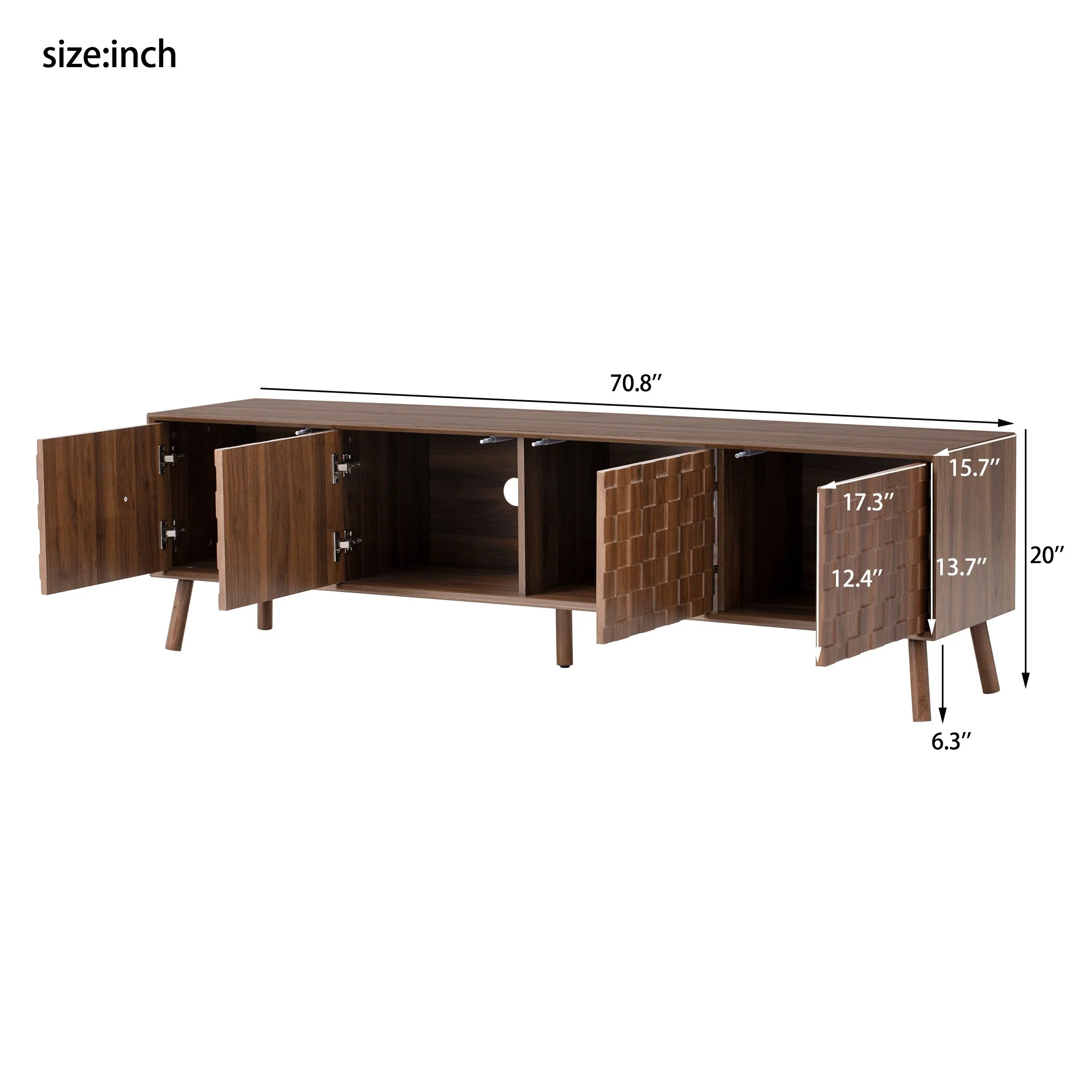 70inch Modern TV Stand for TVs up to 80 Inches with Walnut Legs - Image 3