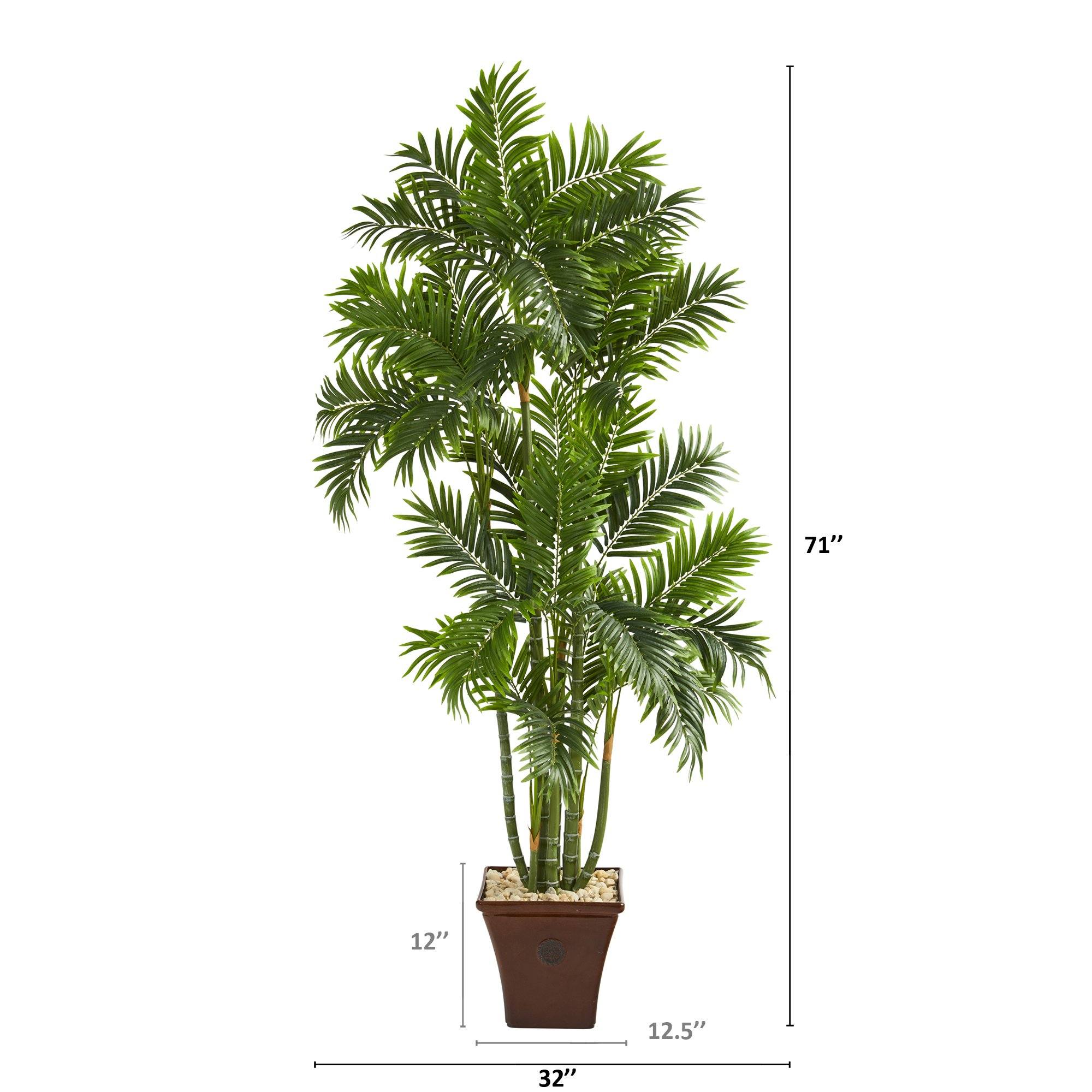 71” Areca Palm Artificial Tree in Brown Planter - Image 2