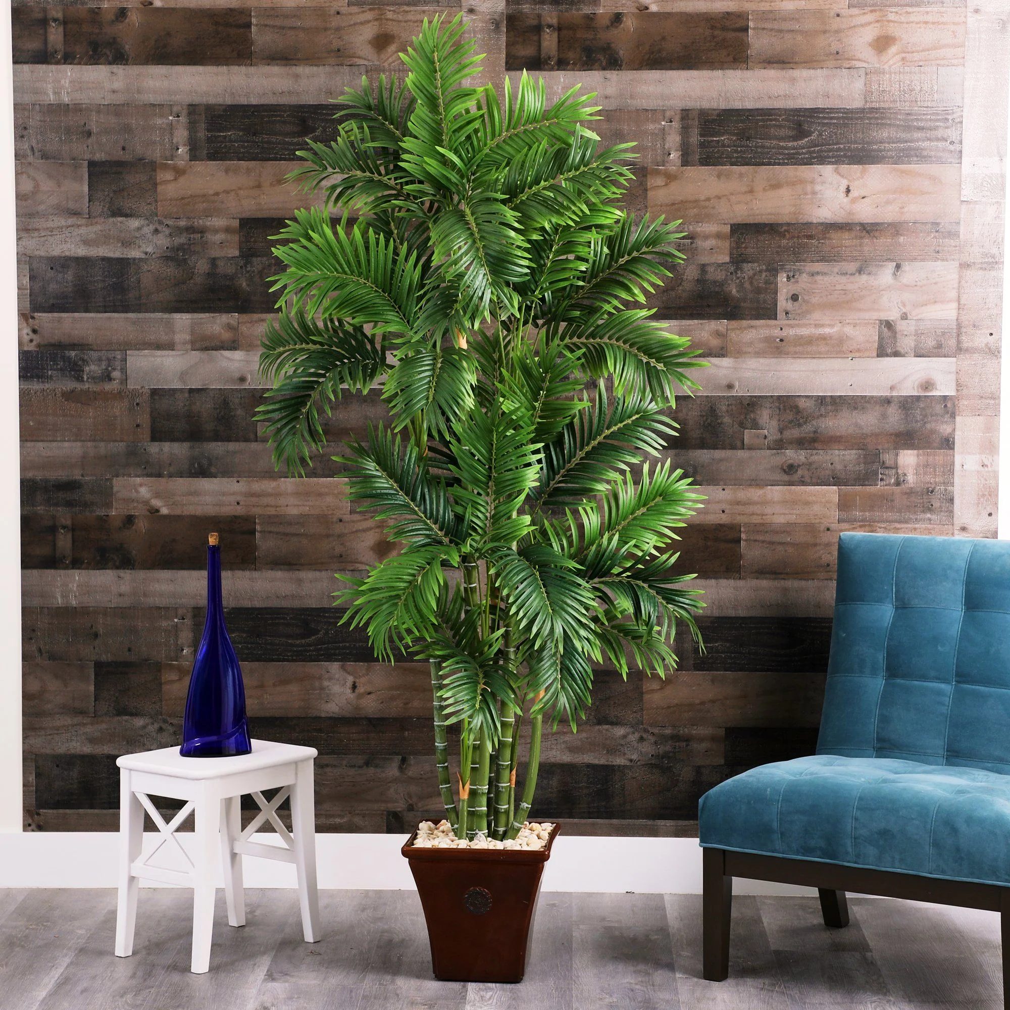 71” Areca Palm Artificial Tree in Brown Planter - Image 3
