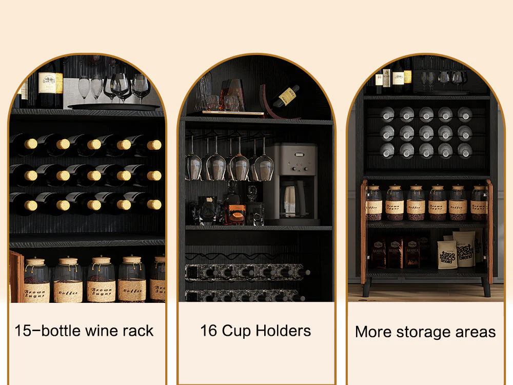 71' Farmhouse Arched Wine Bar Cabinet - Image 12