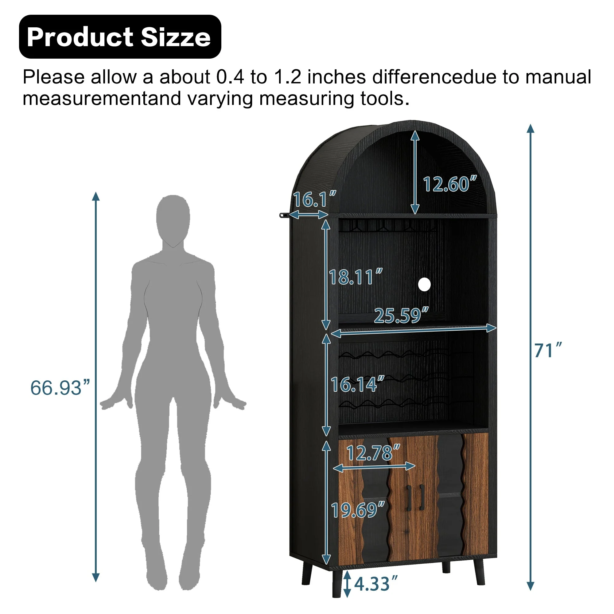 71' Farmhouse Arched Wine Bar Cabinet - Image 3
