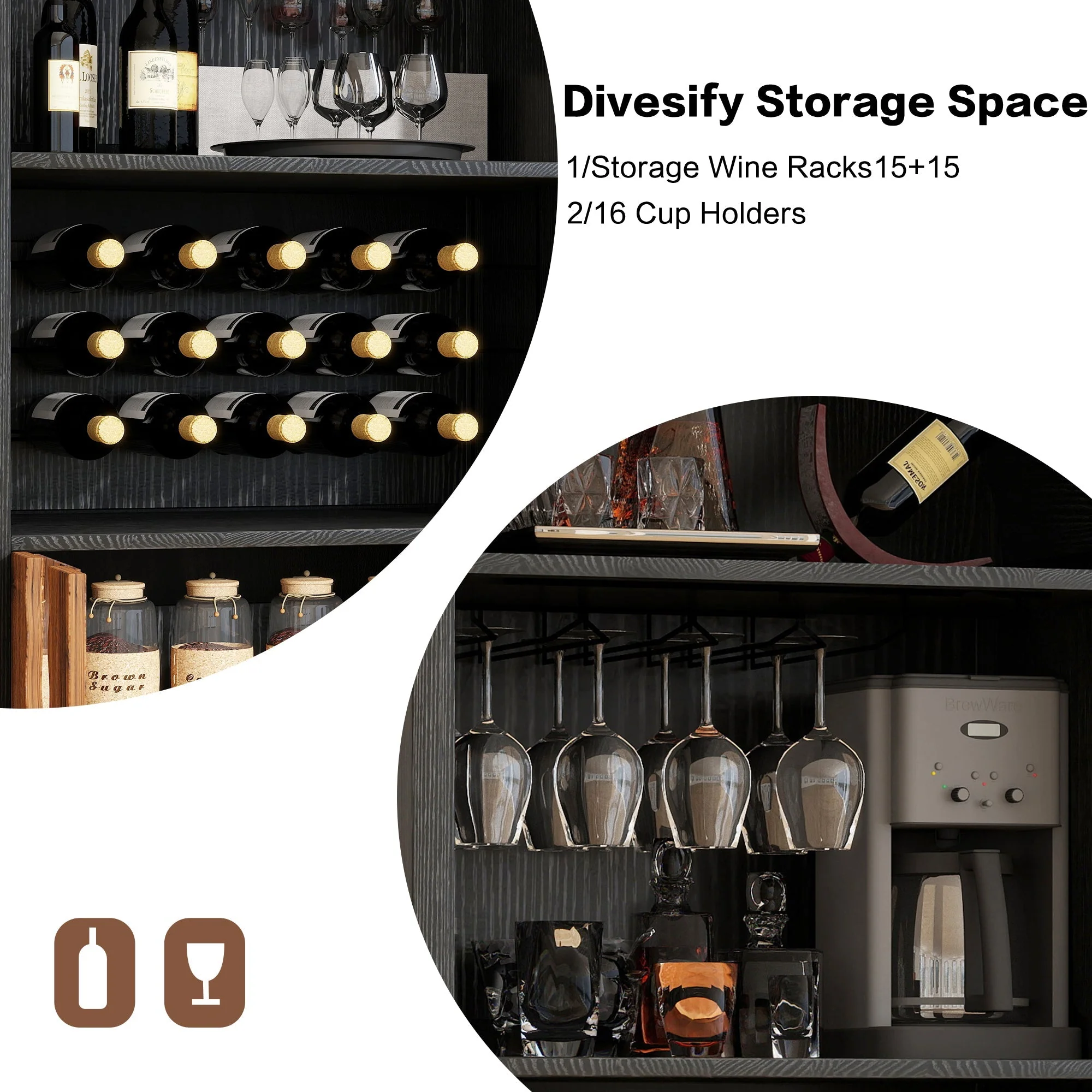 71' Farmhouse Arched Wine Bar Cabinet - Image 7