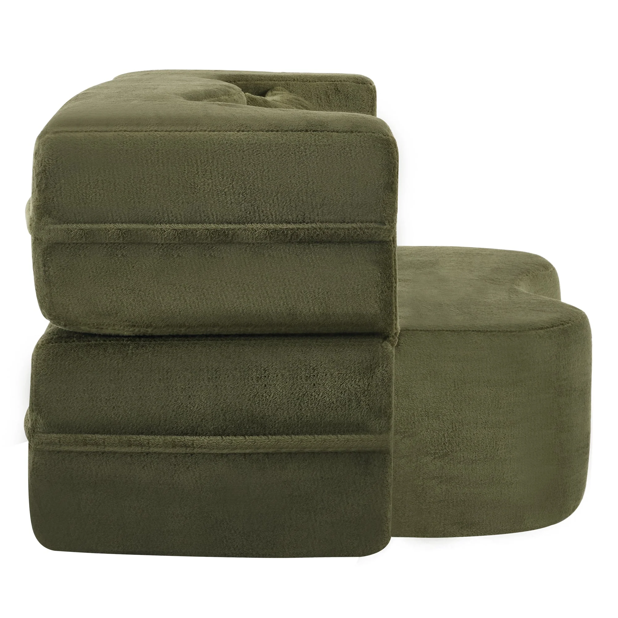 71-Inch Folding Sofa Bed in Green Plush Faux Fur - Image 27