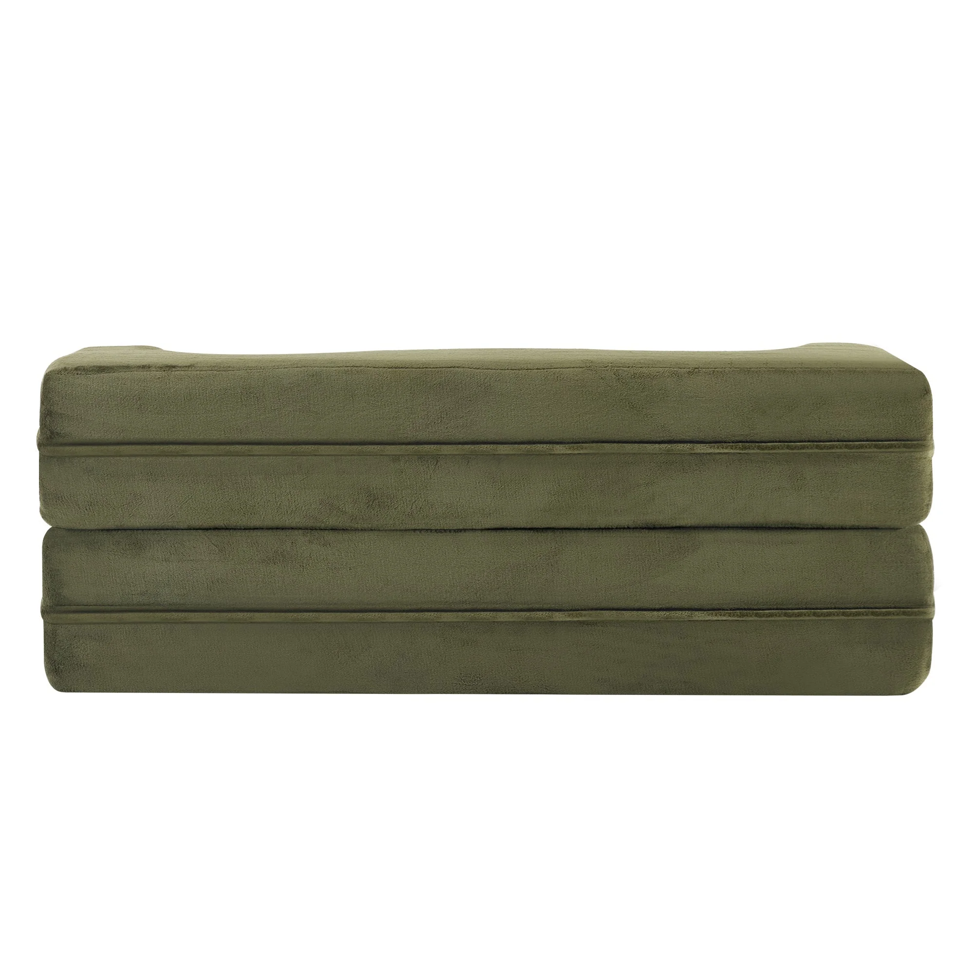 71-Inch Folding Sofa Bed in Green Plush Faux Fur - Image 35