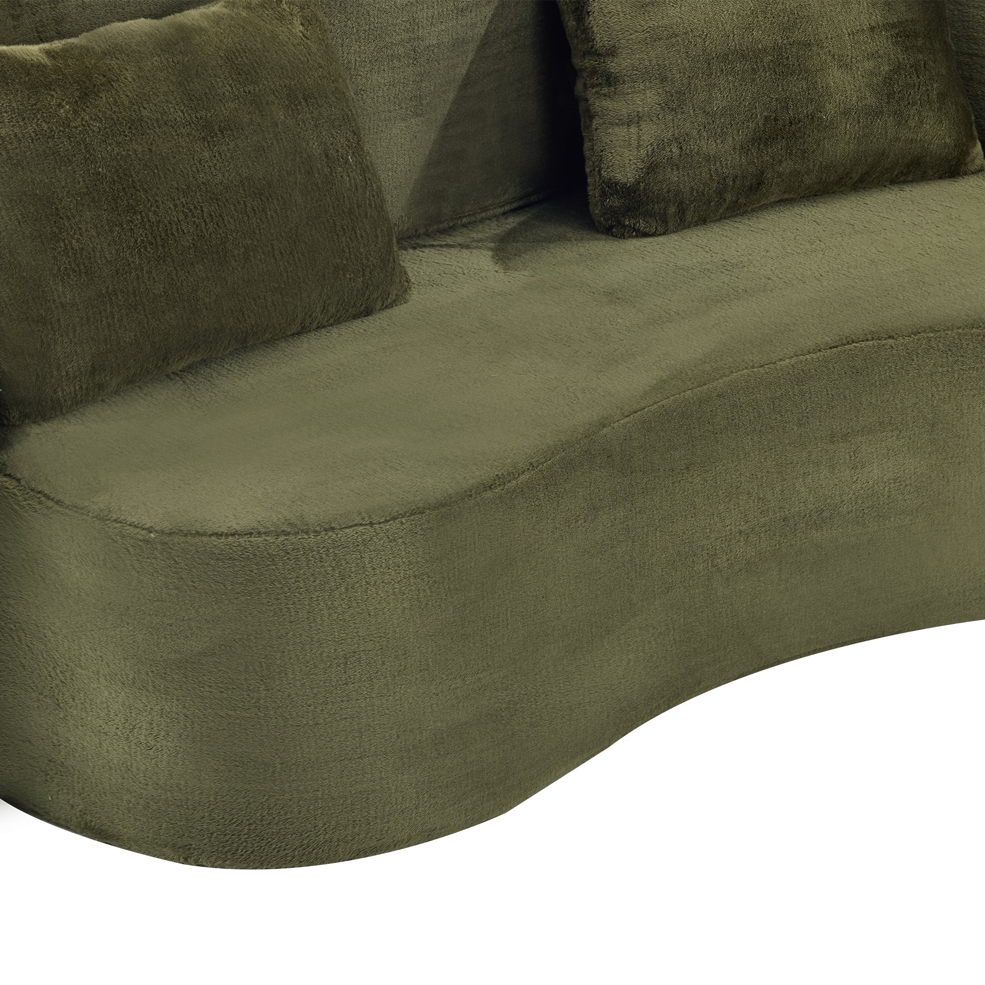 71-Inch Folding Sofa Bed in Green Plush Faux Fur - Image 39