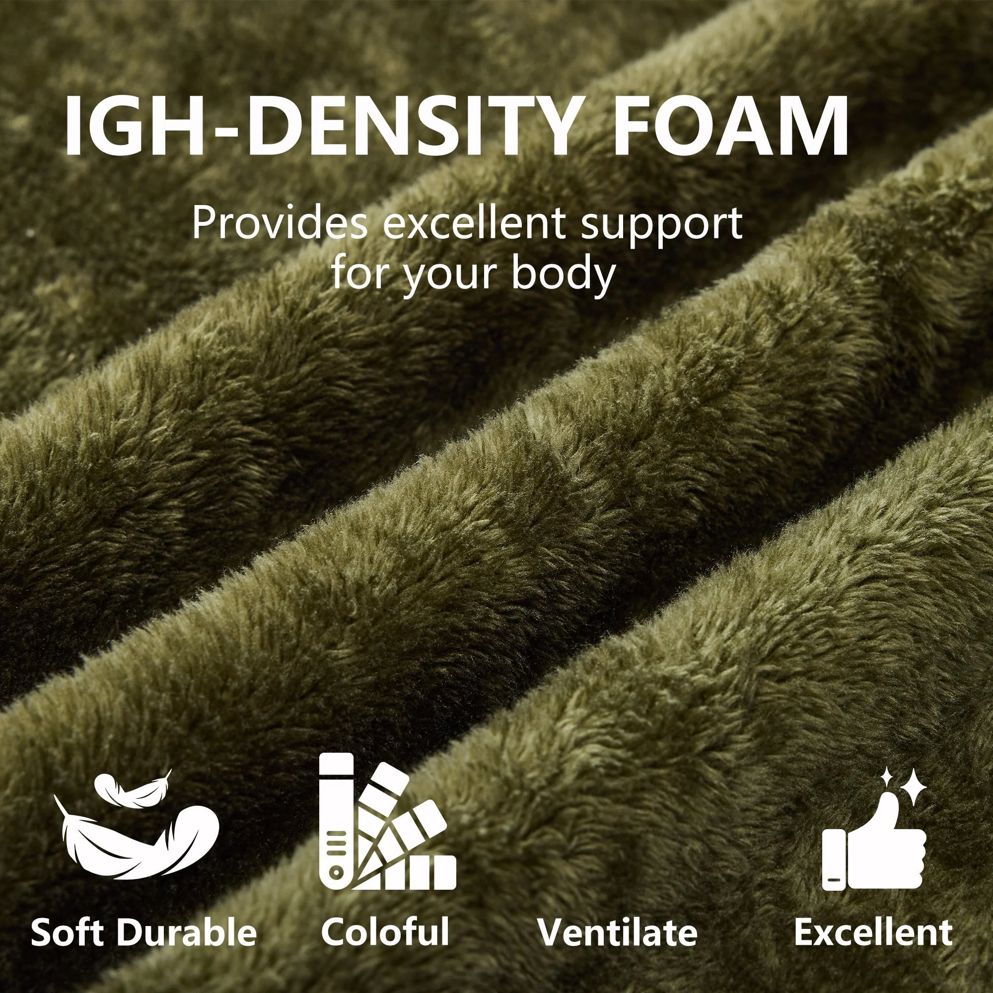 71-Inch Folding Sofa Bed in Green Plush Faux Fur - Image 7