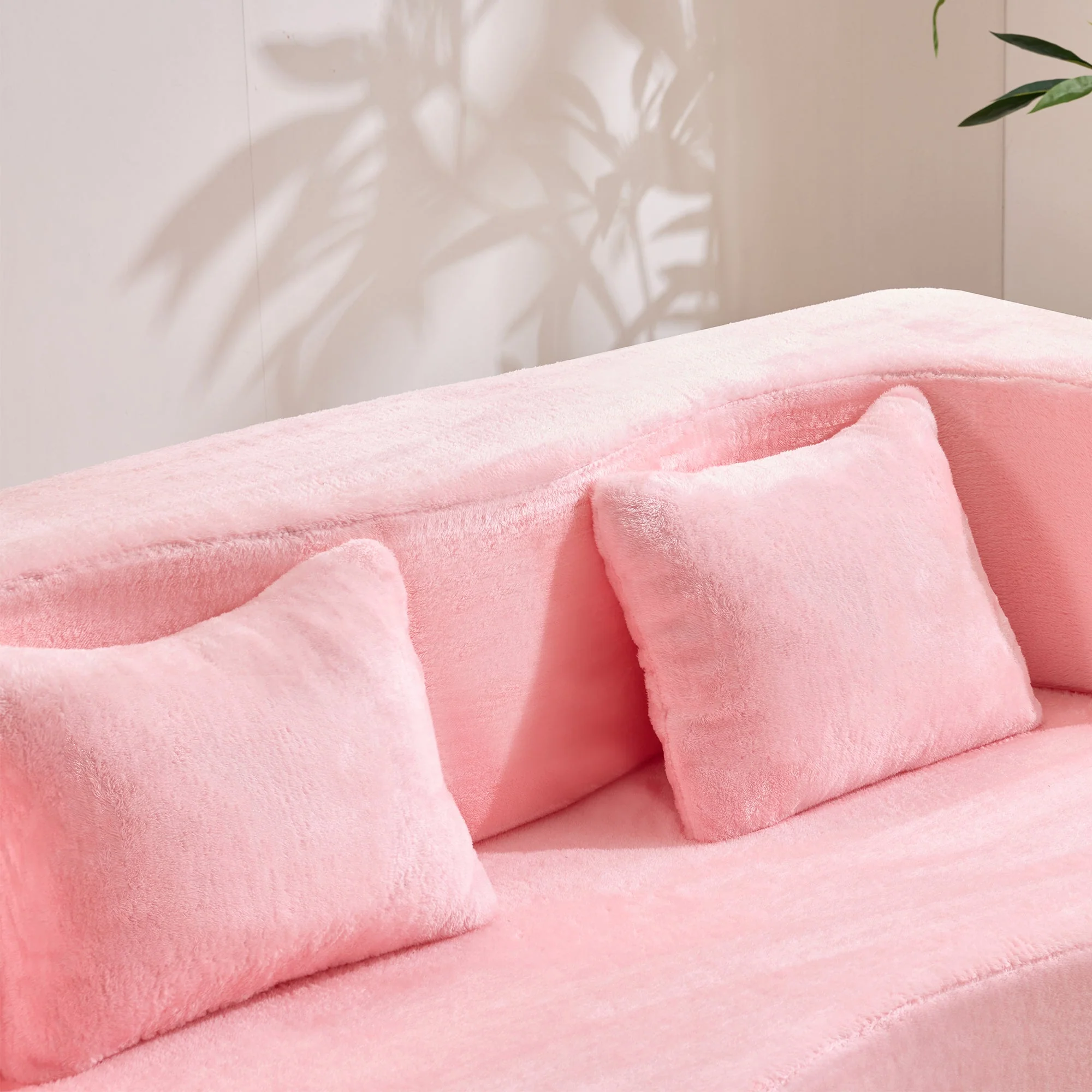 71-Inch Folding Sofa Bed in Pink Chenille with High-Density Foam - Image 13