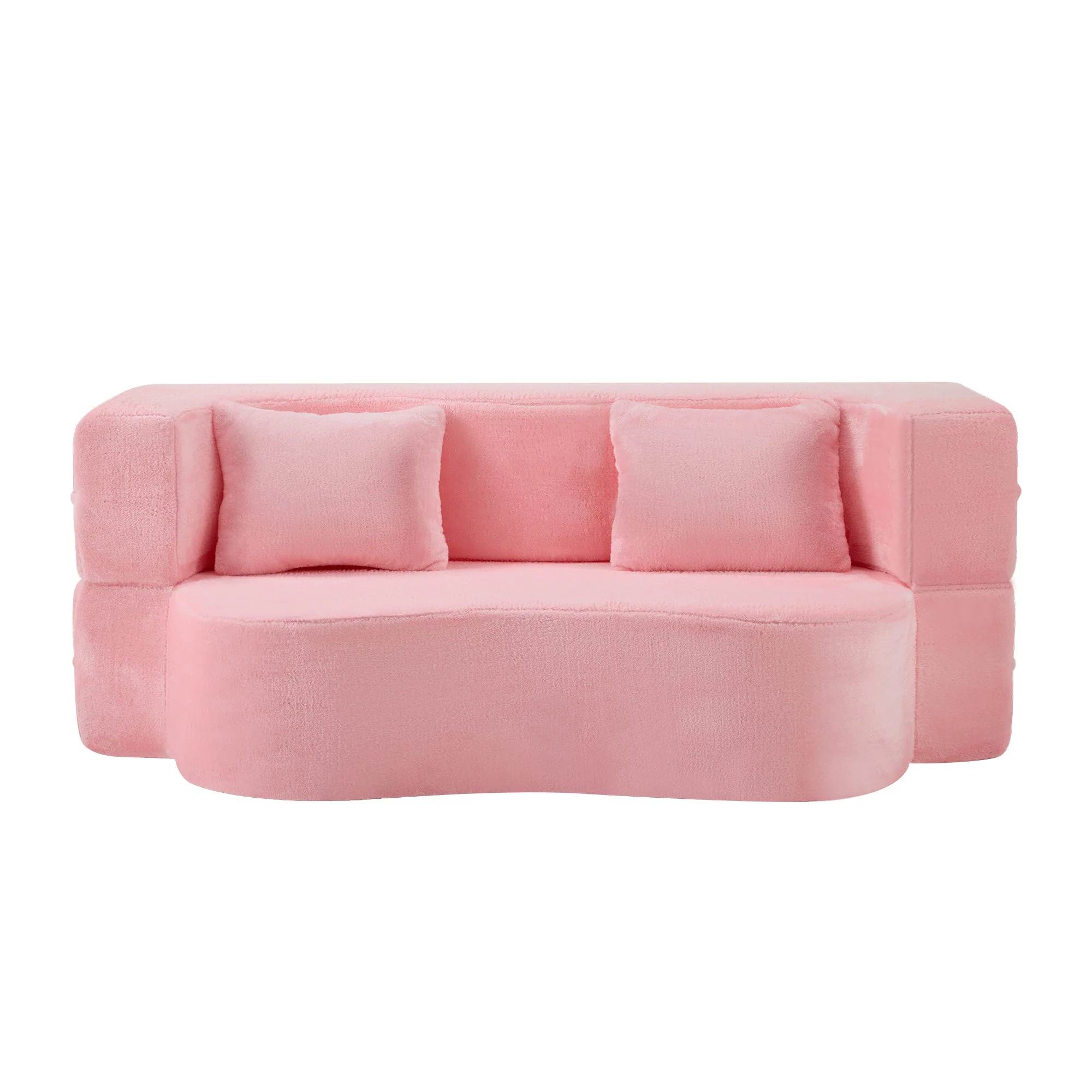 71-Inch Folding Sofa Bed in Pink Chenille with High-Density Foam - Image 25