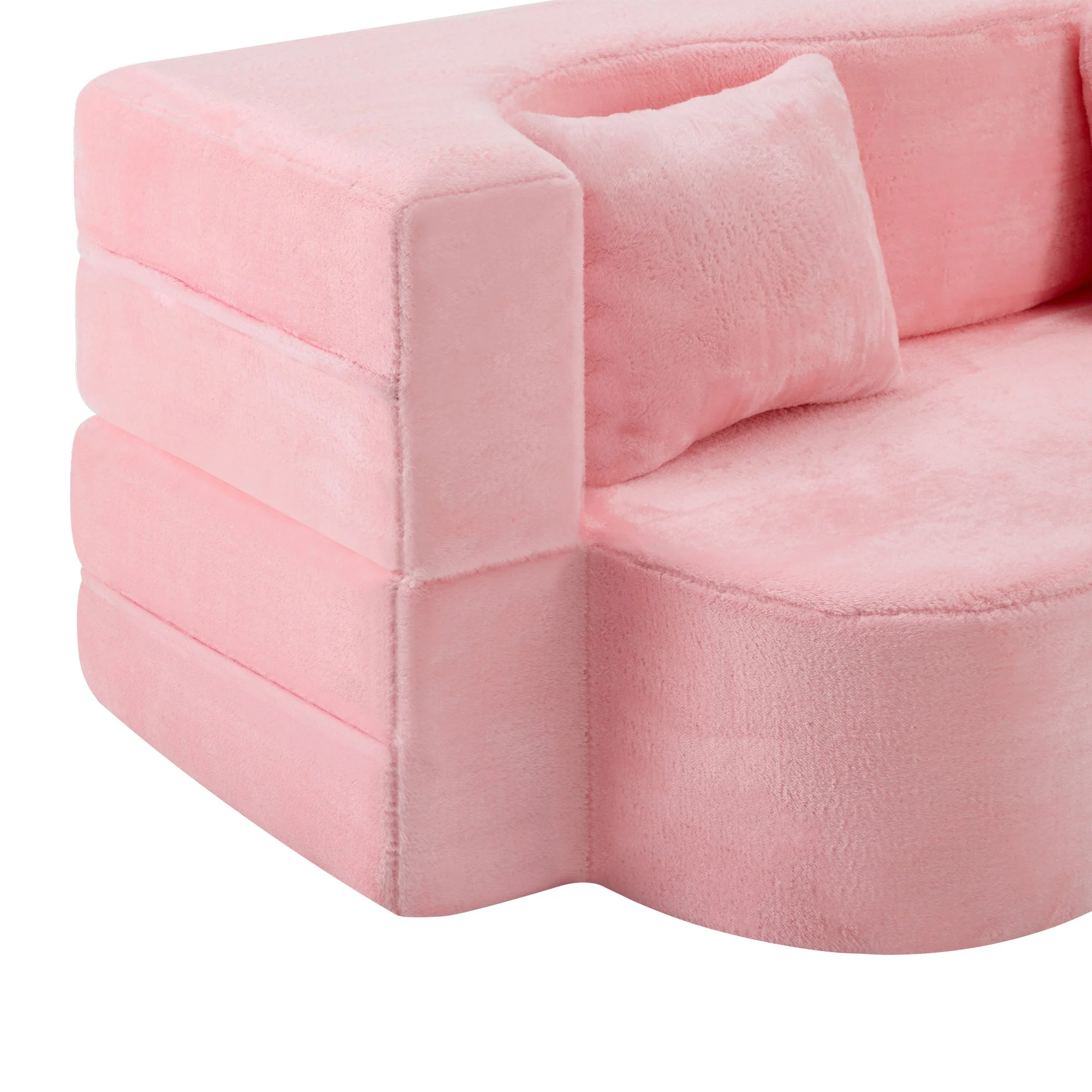 71-Inch Folding Sofa Bed in Pink Chenille with High-Density Foam - Image 27
