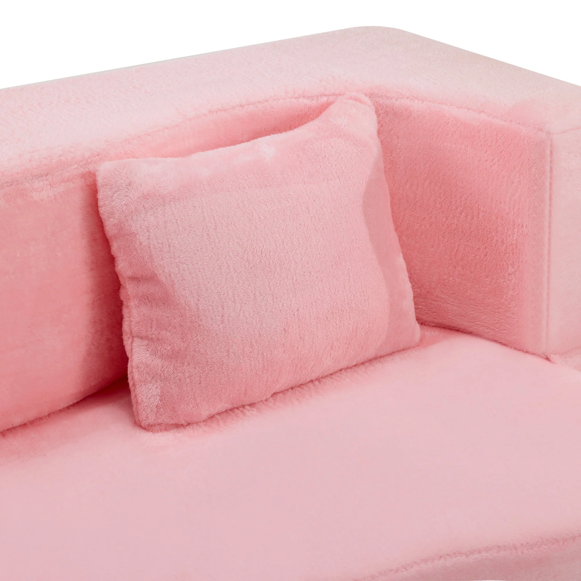 71-Inch Folding Sofa Bed in Pink Chenille with High-Density Foam - Image 28