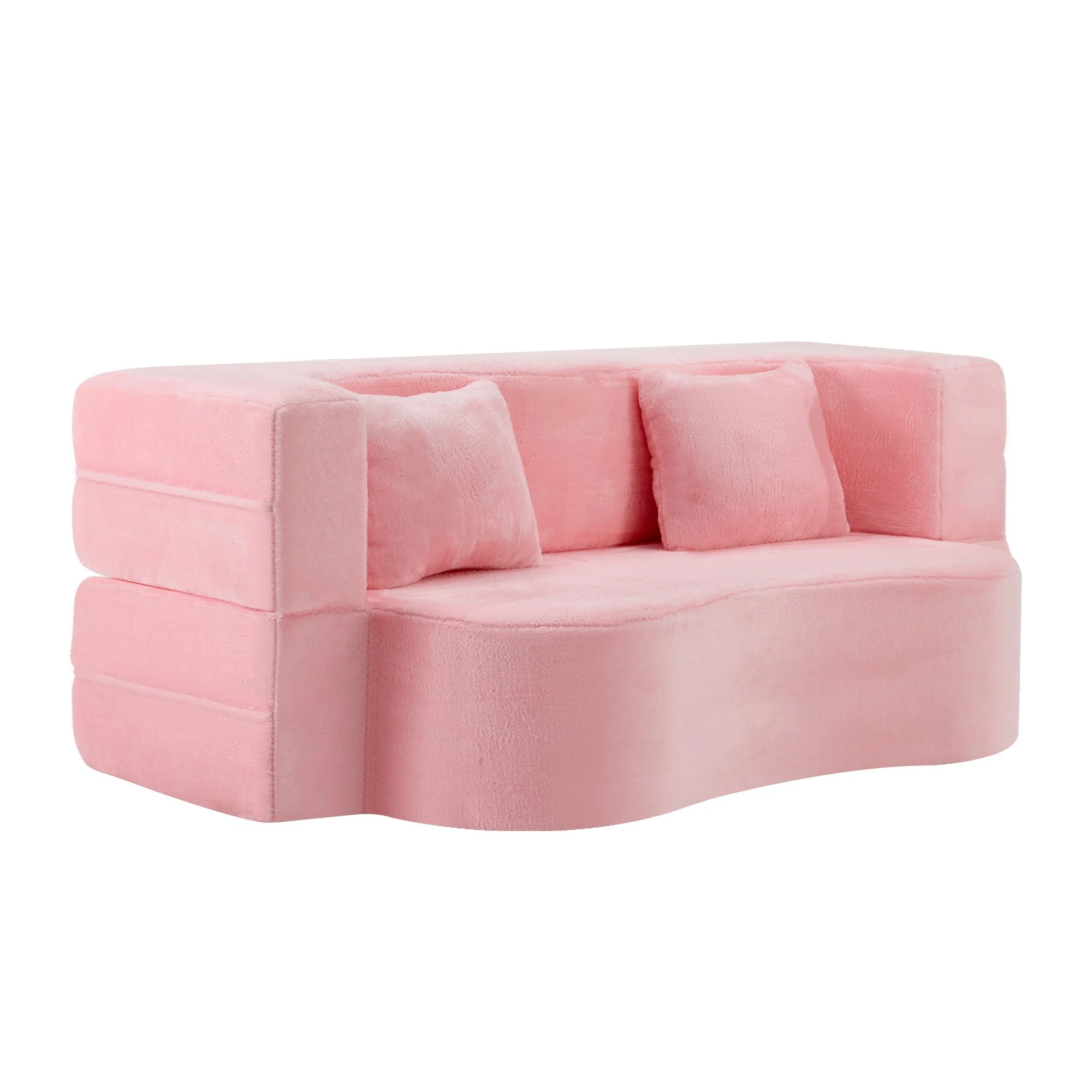 71-Inch Folding Sofa Bed in Pink Chenille with High-Density Foam - Image 30