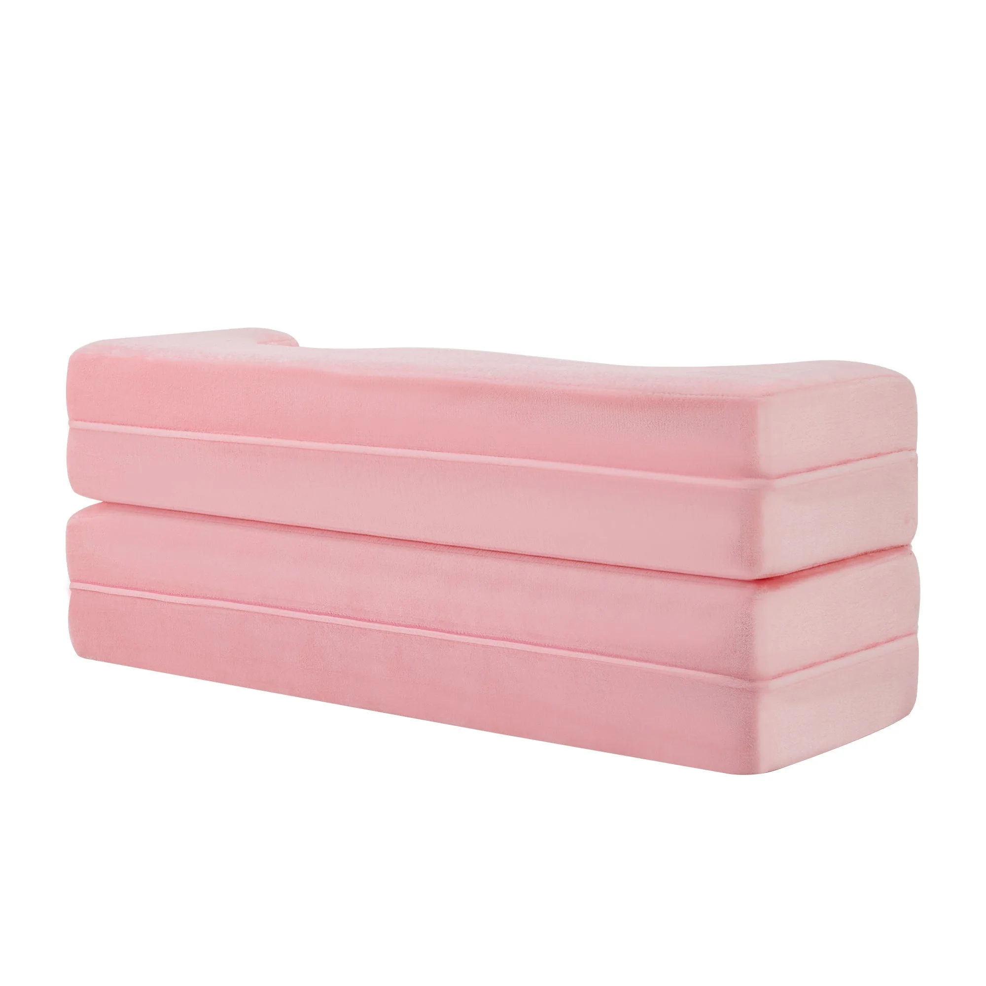 71-Inch Folding Sofa Bed in Pink Chenille with High-Density Foam - Image 32