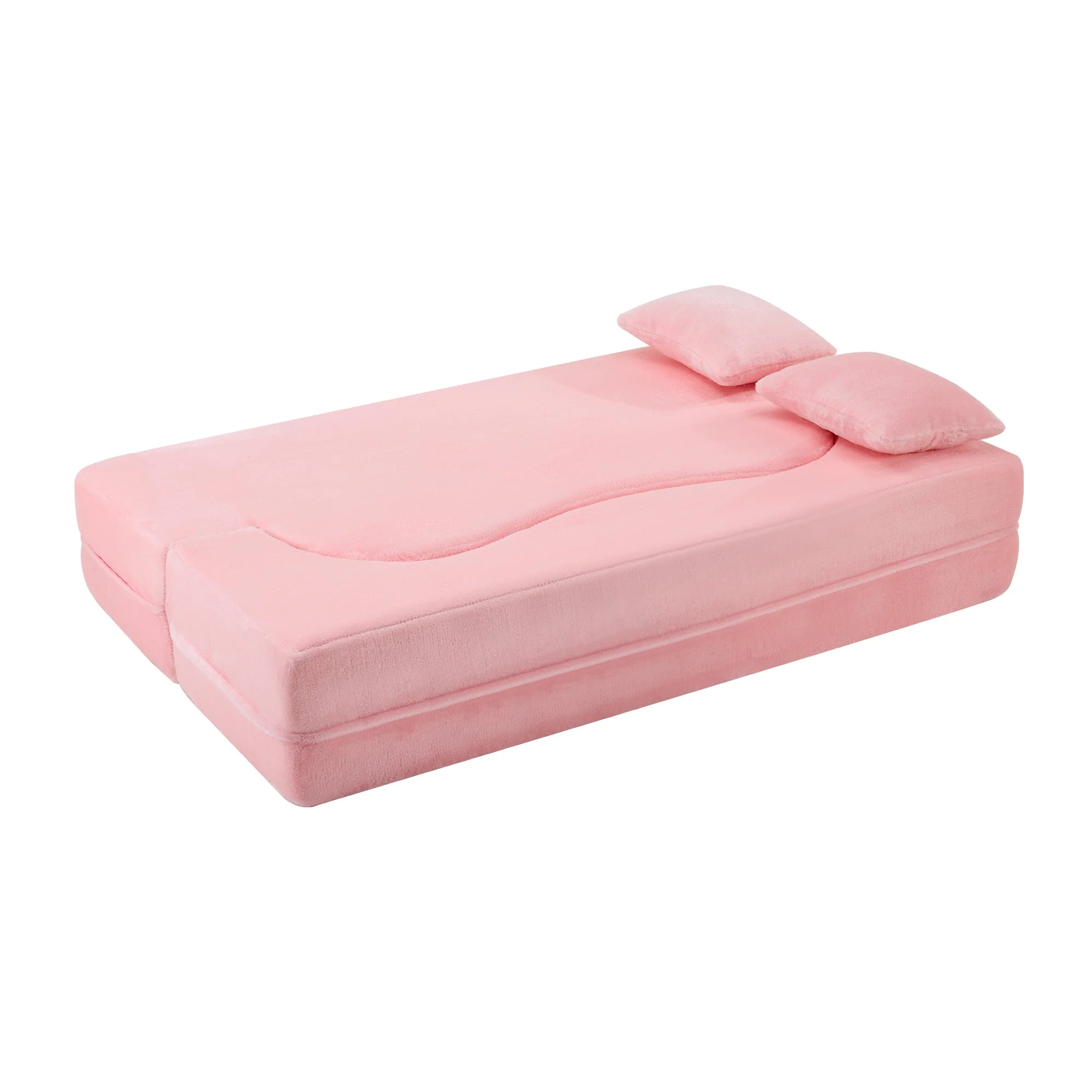 71-Inch Folding Sofa Bed in Pink Chenille with High-Density Foam - Image 36