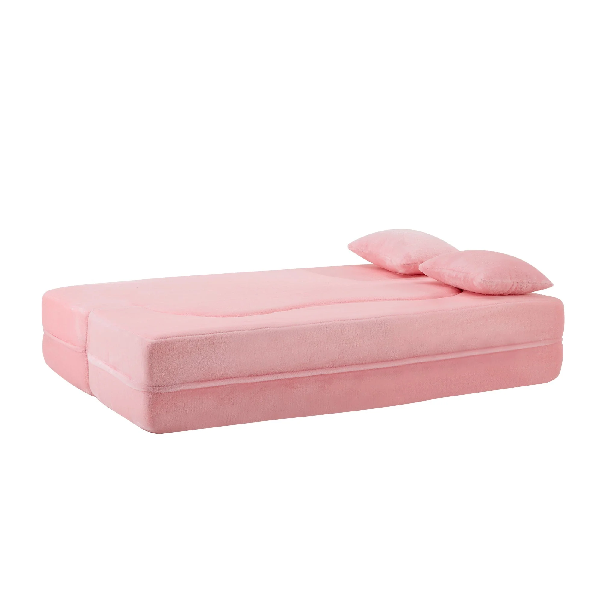 71-Inch Folding Sofa Bed in Pink Chenille with High-Density Foam - Image 38