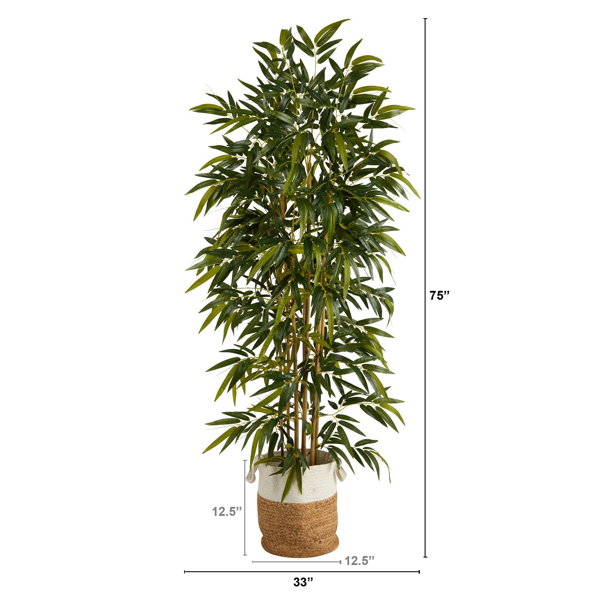 75” Bamboo Artificial Tree in Handmade Natural Jute and Cotton Planter - Image 2