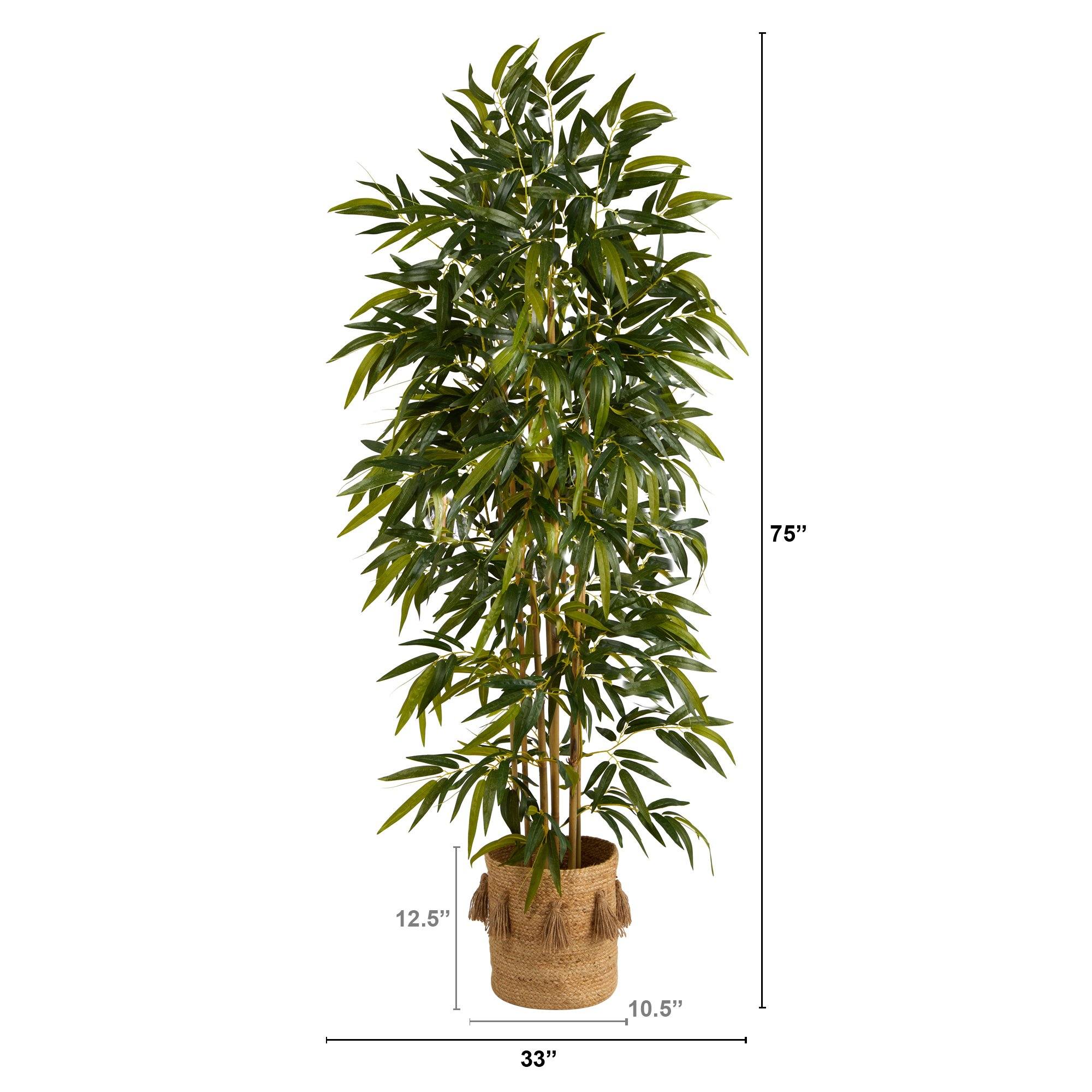 75” Bamboo Artificial Tree in Handmade Natural Jute Planter with Tassels - Image 2