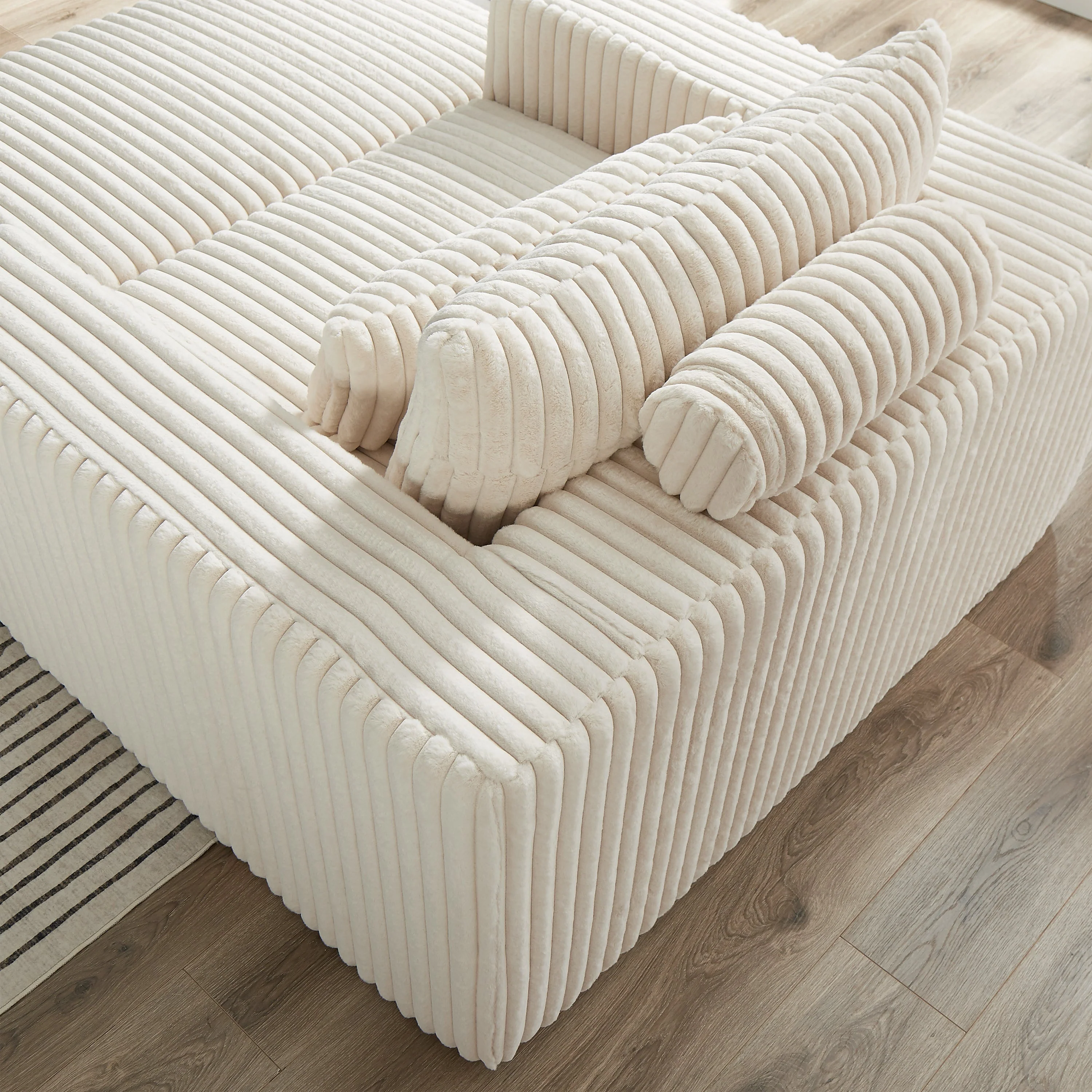 75-Inch Corduroy Sofa Lounge Chair with Removable Footrest - Image 12