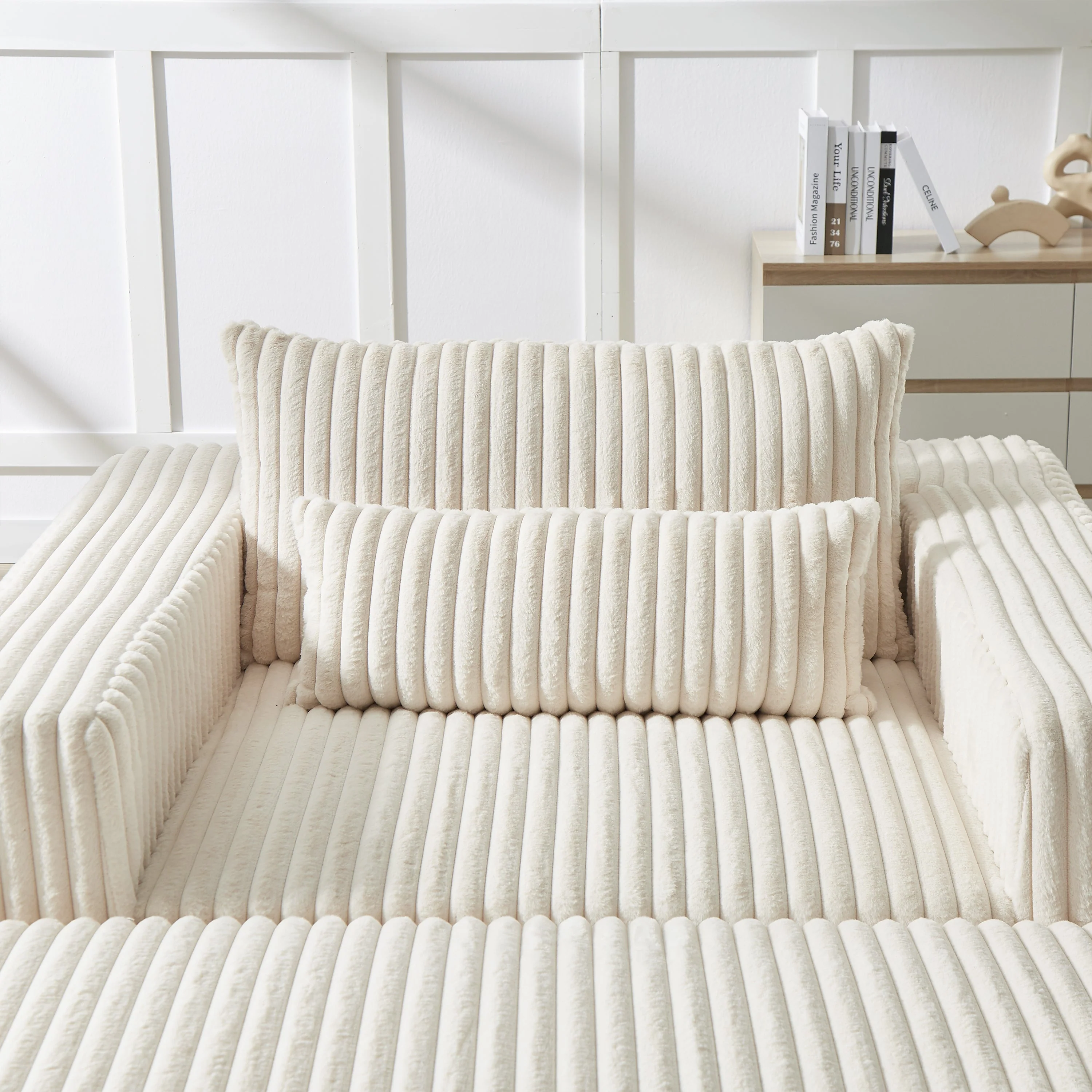 75-Inch Corduroy Sofa Lounge Chair with Removable Footrest - Image 13