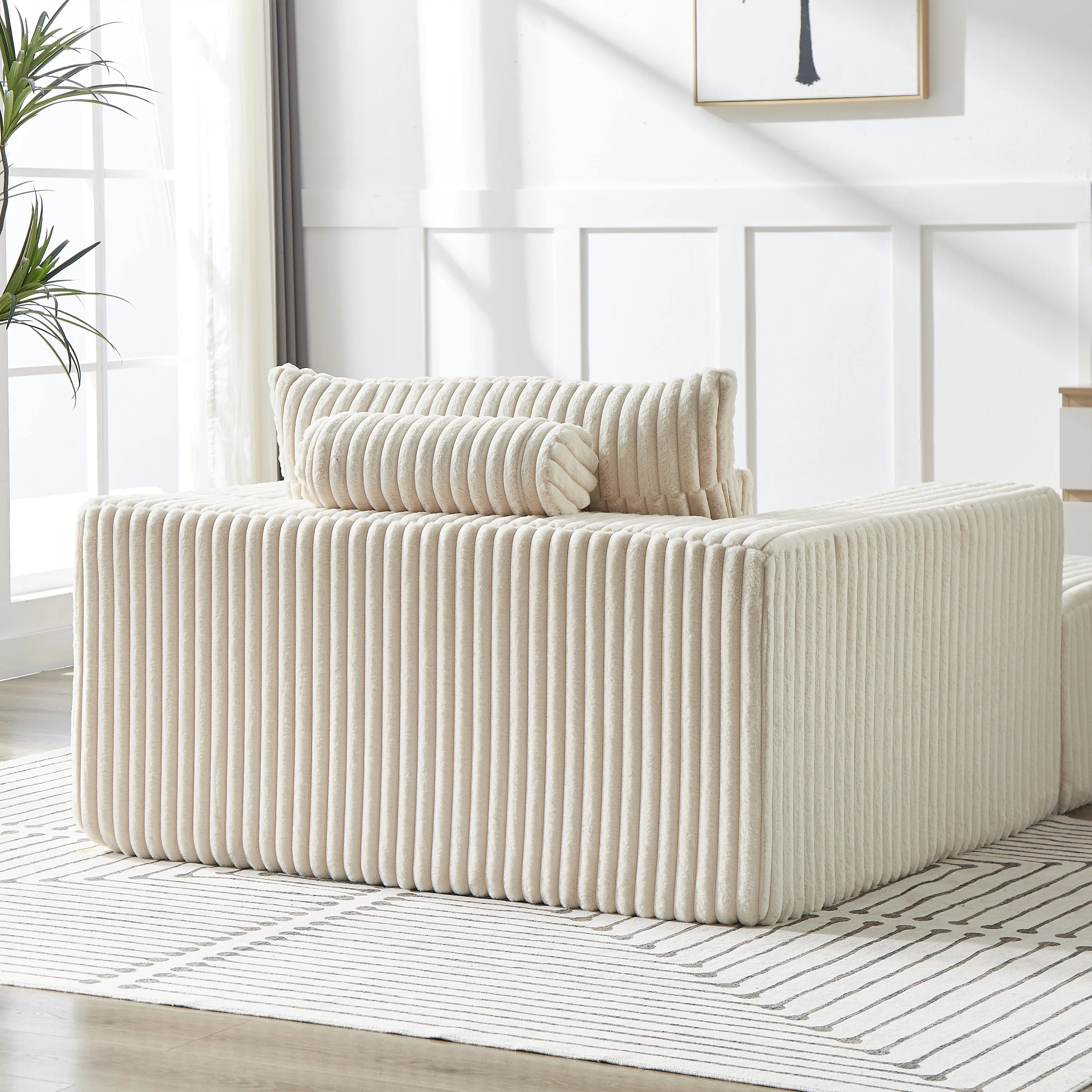 75-Inch Corduroy Sofa Lounge Chair with Removable Footrest - Image 21