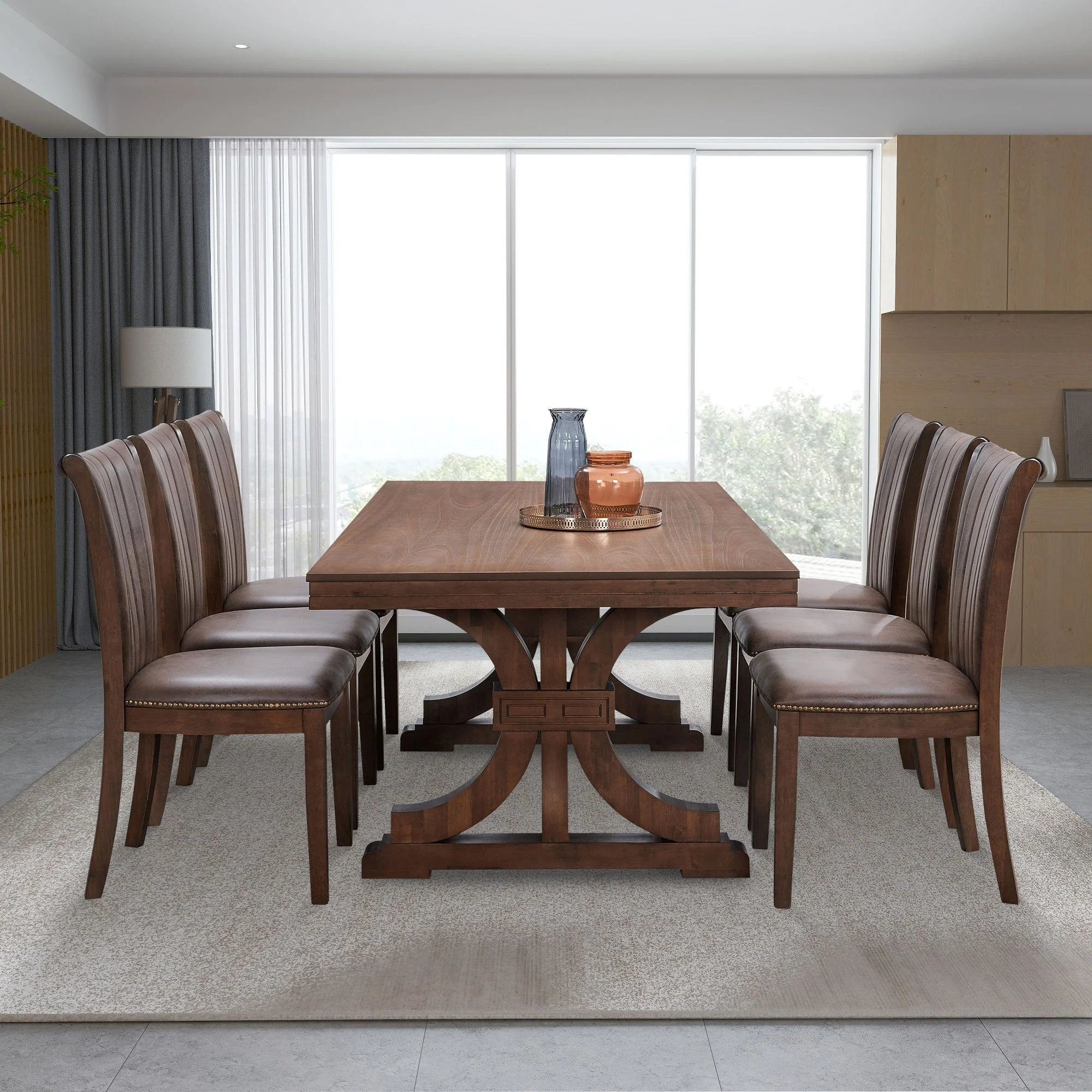 78.74" Rectangular Rubber Wood Dining Table for 6-8 in Oak - Image 12