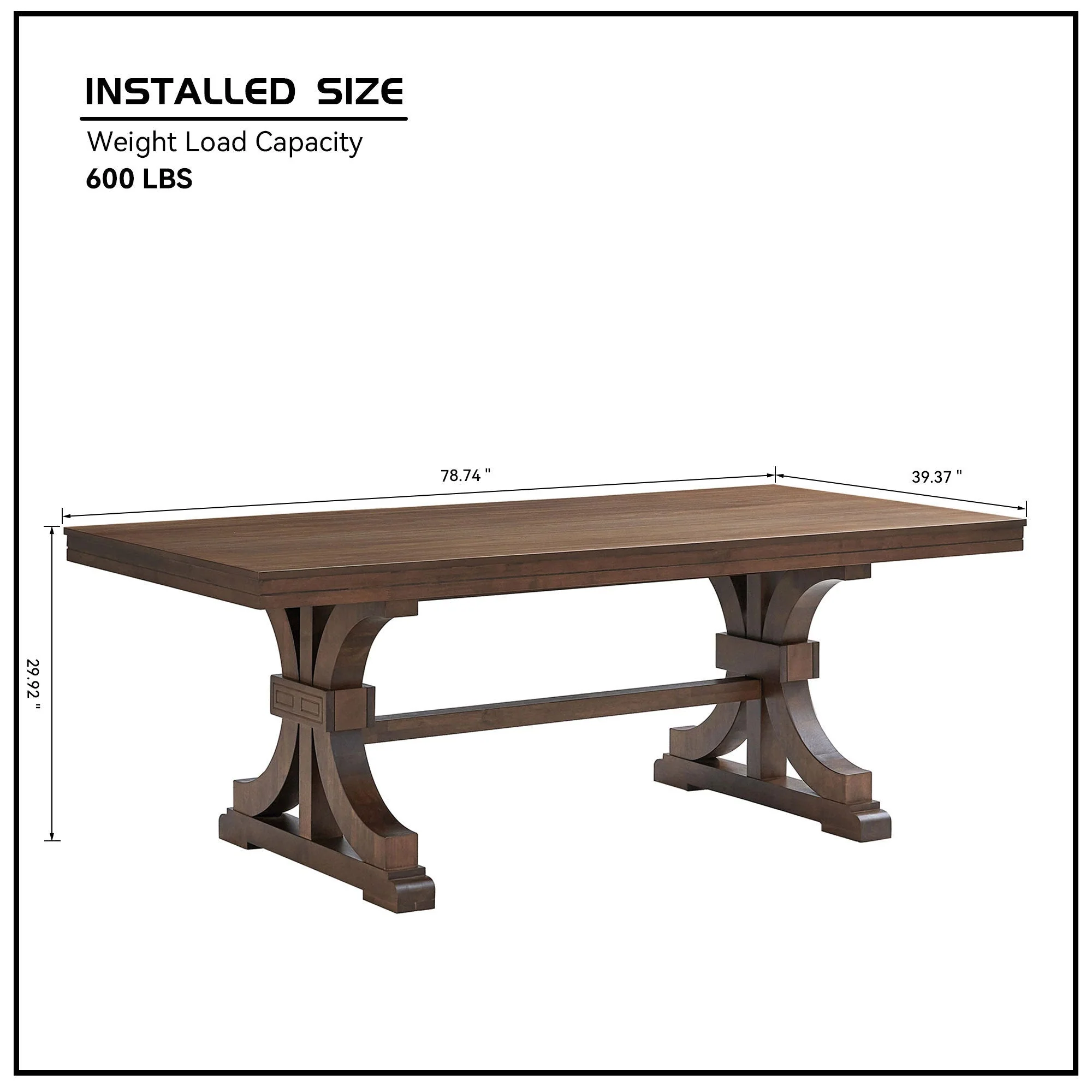 78.74" Rectangular Rubber Wood Dining Table for 6-8 in Oak - Image 14
