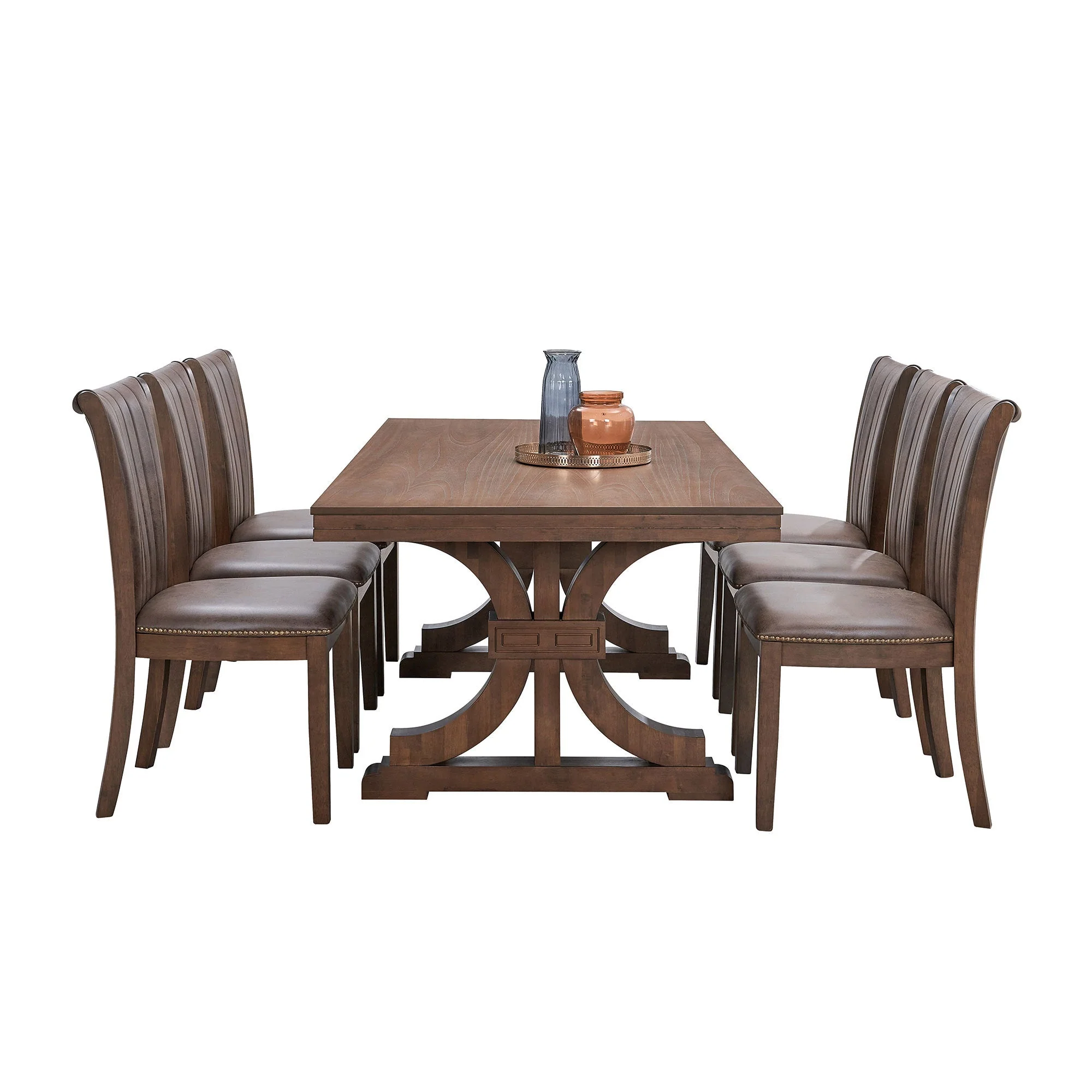 78.74" Rectangular Rubber Wood Dining Table for 6-8 in Oak - Image 7