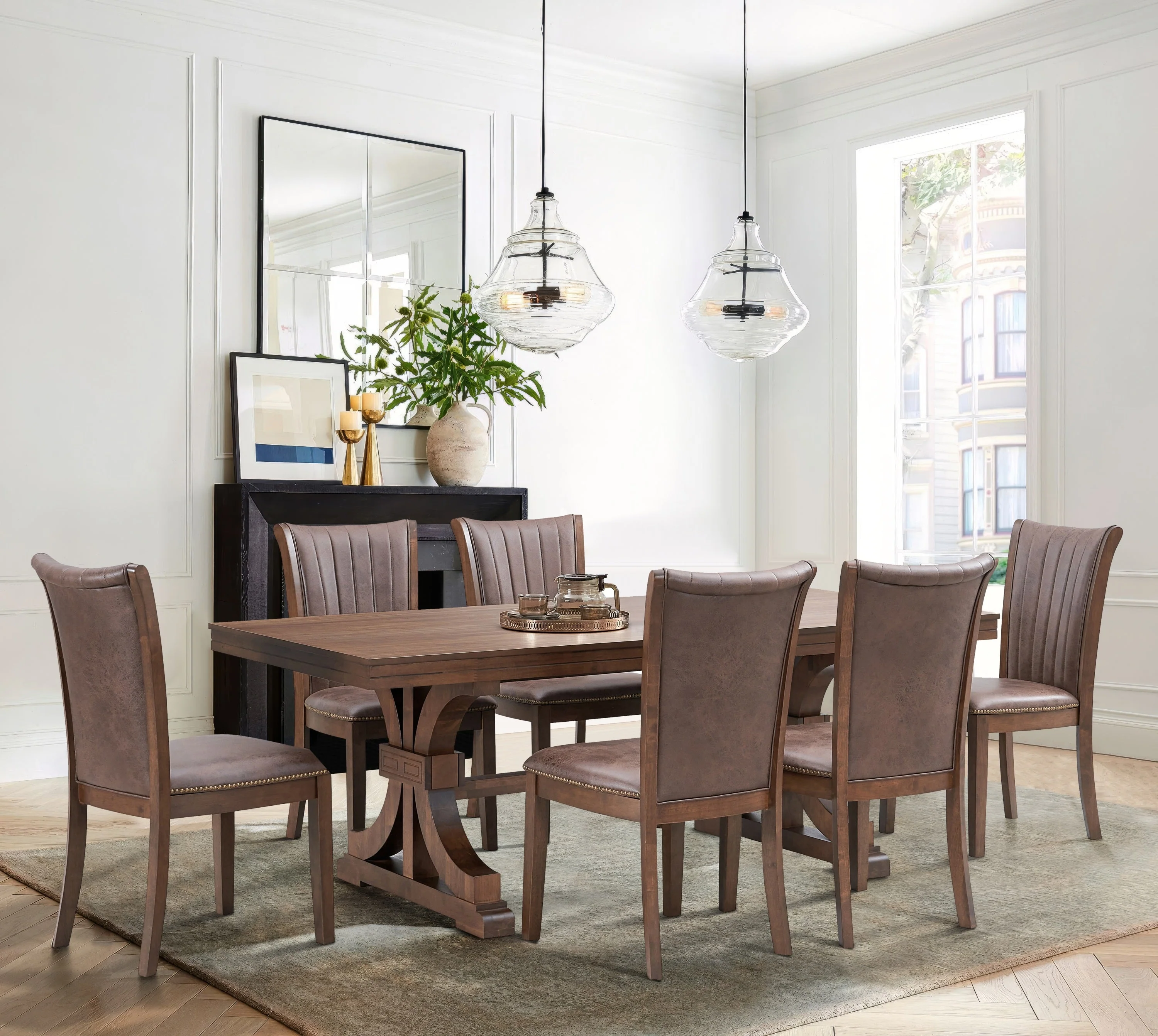 78.74" Rectangular Rubber Wood Dining Table for 6-8 in Oak - Image 9