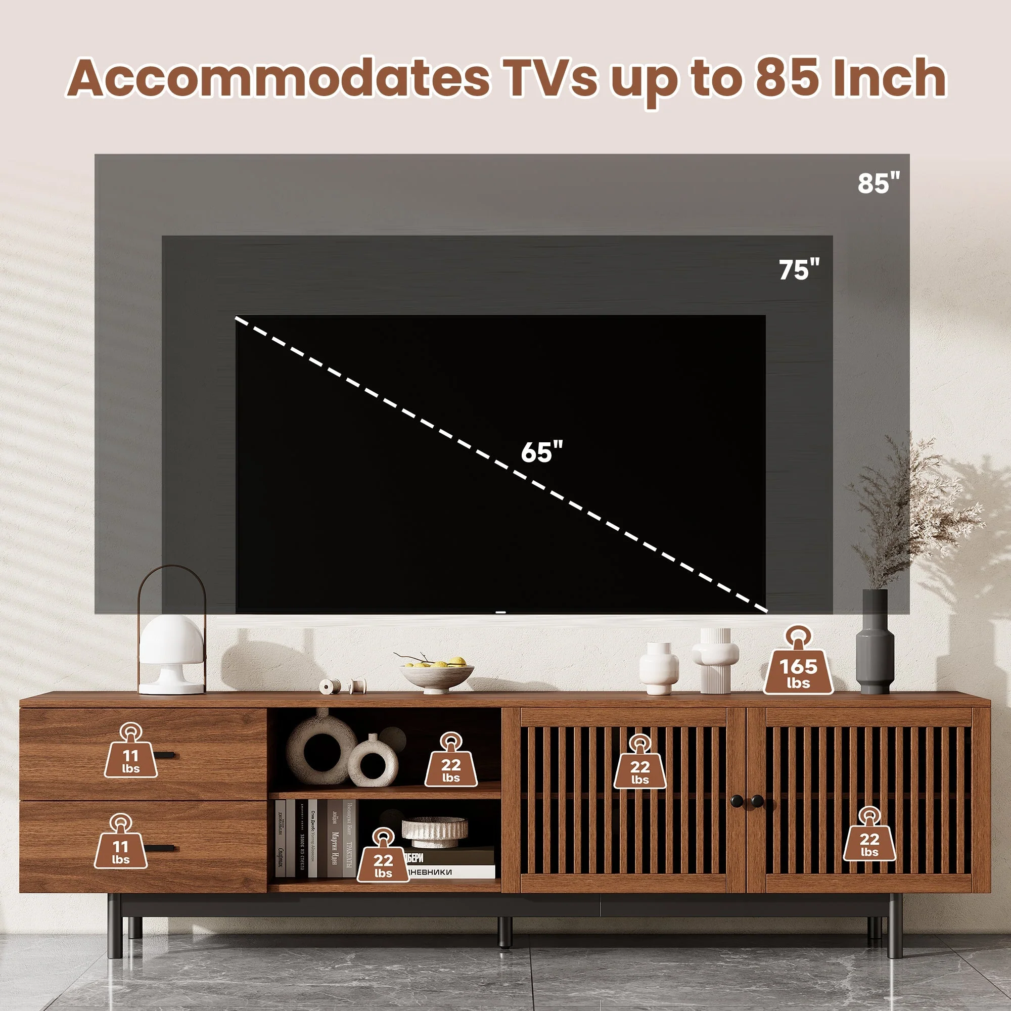 78 Inch Modern TV Stand for TVs up to 85 Inches - Image 8