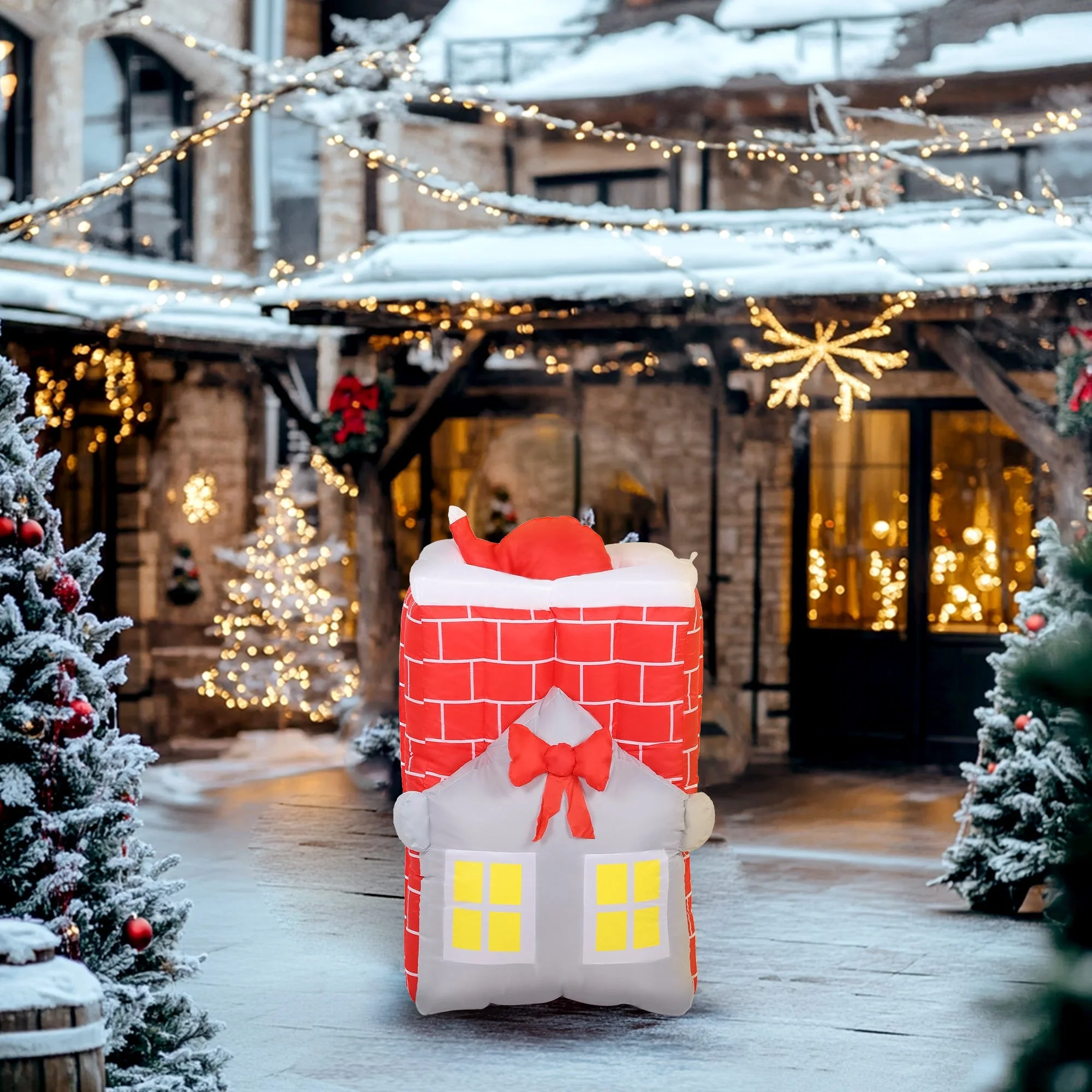 7FT Christmas Inflatable Santa in Chimney with LED Lights - Image 2