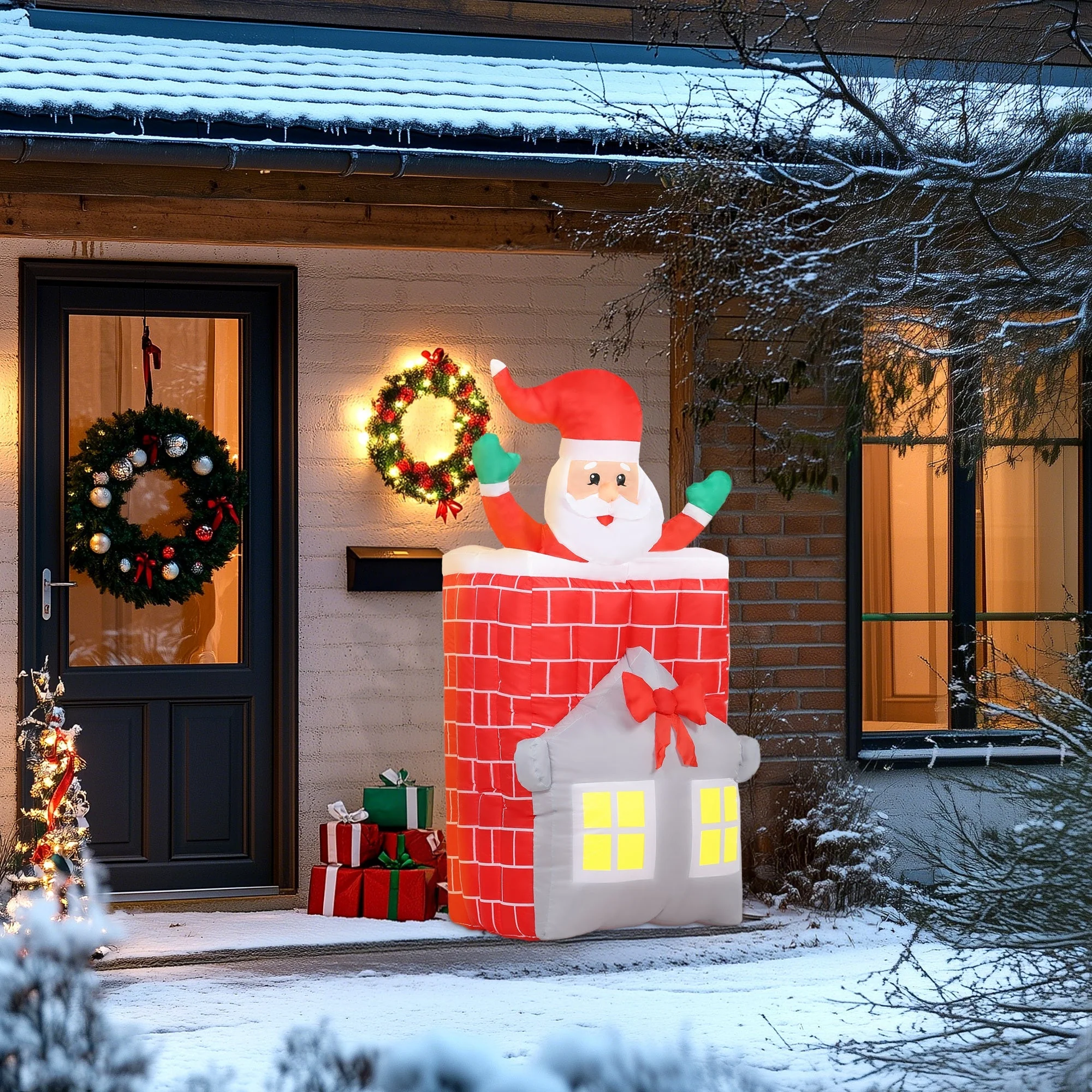 7FT Christmas Inflatable Santa in Chimney with LED Lights - Image 3