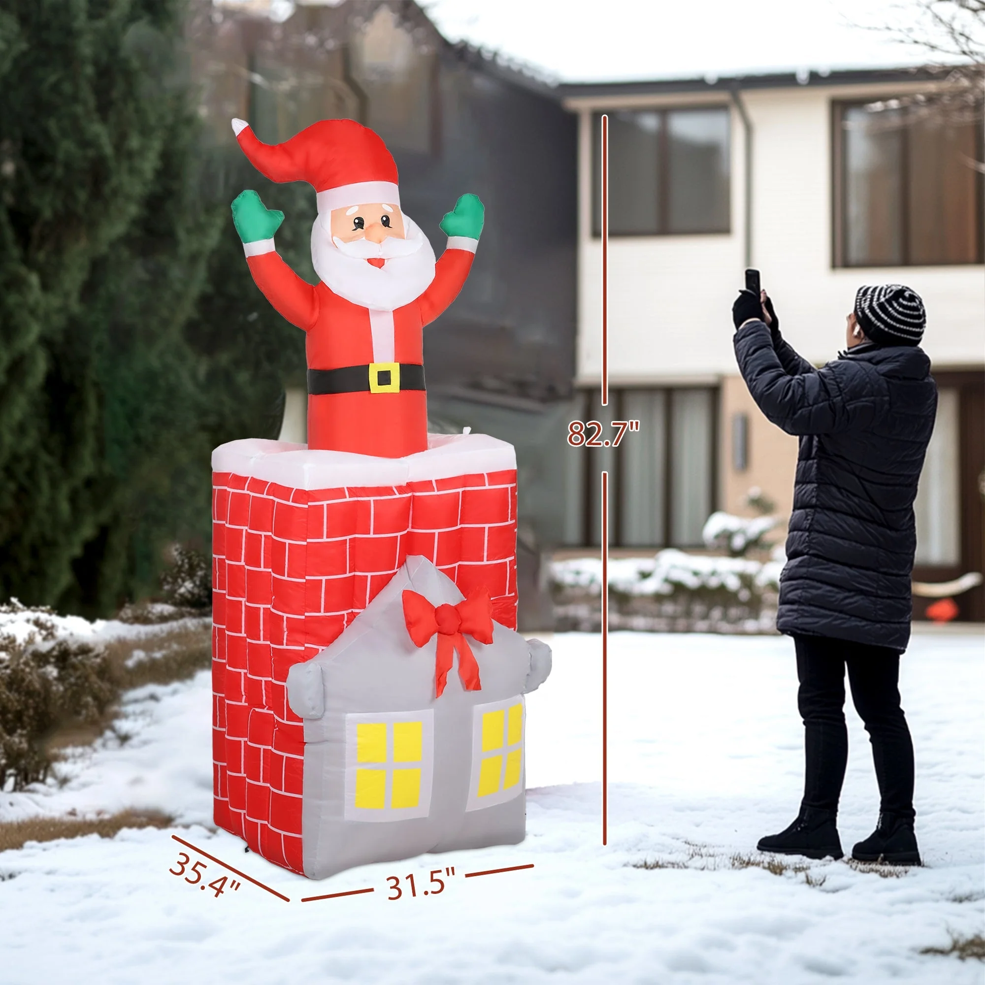 7FT Christmas Inflatable Santa in Chimney with LED Lights - Image 5
