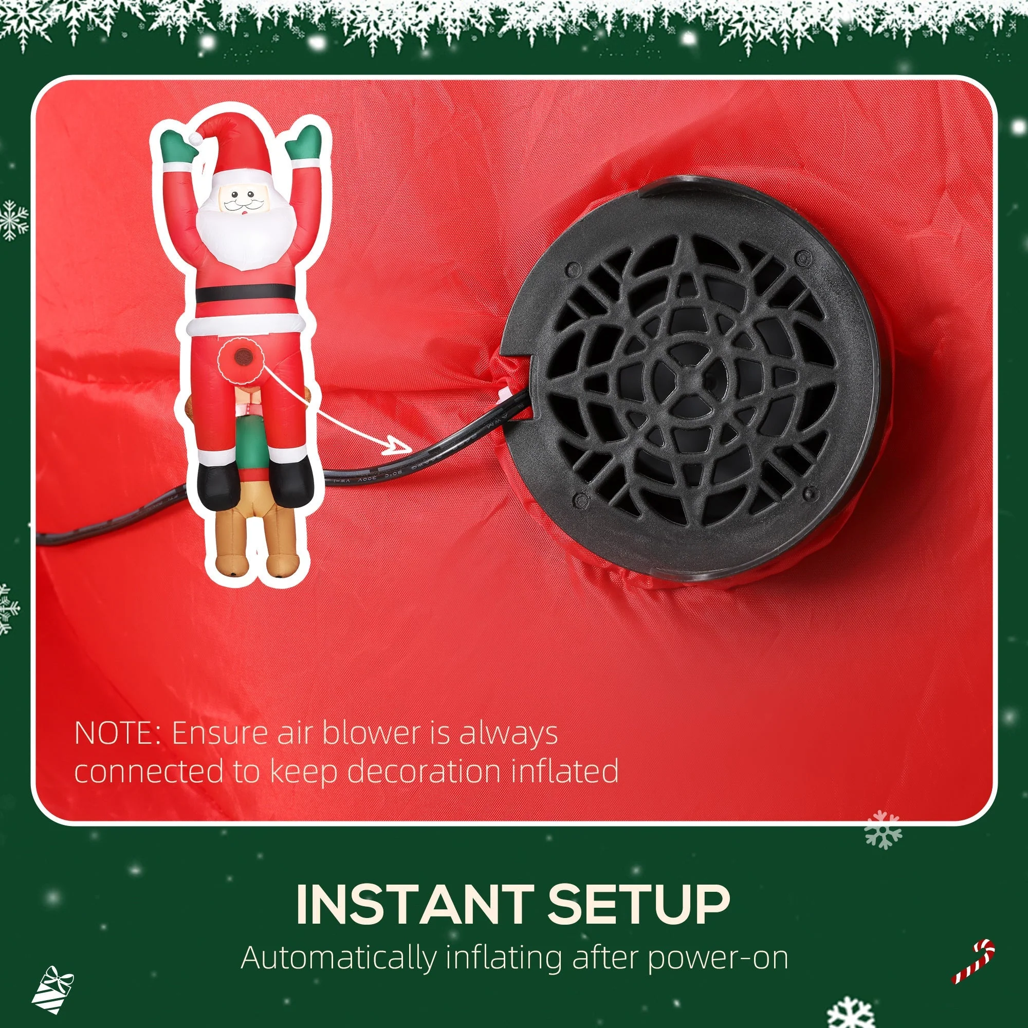 7FT Christmas Inflatable Santa in Chimney with LED Lights - Image 6