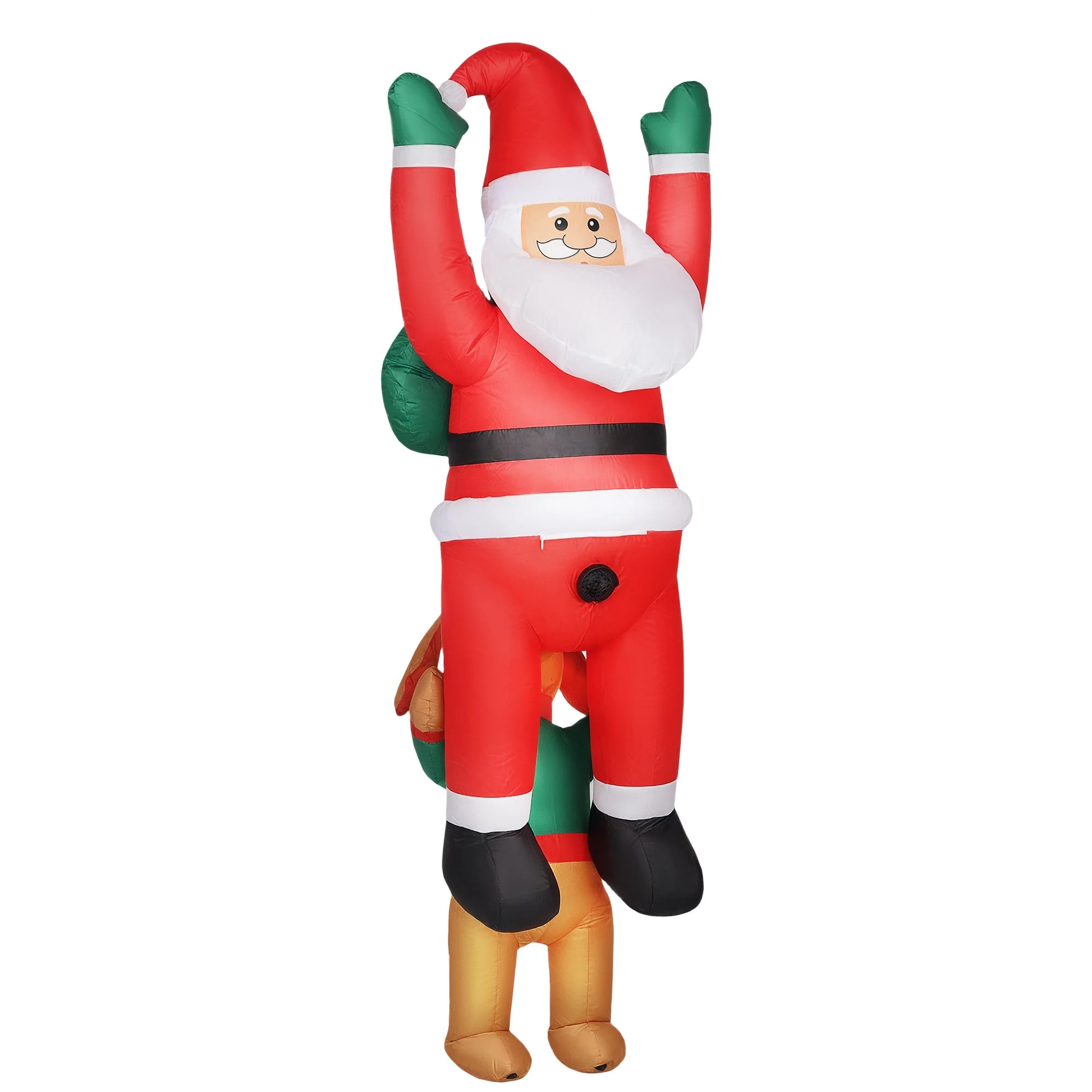 7FT Hanging Christmas Inflatable Santa with Dog - Image 5