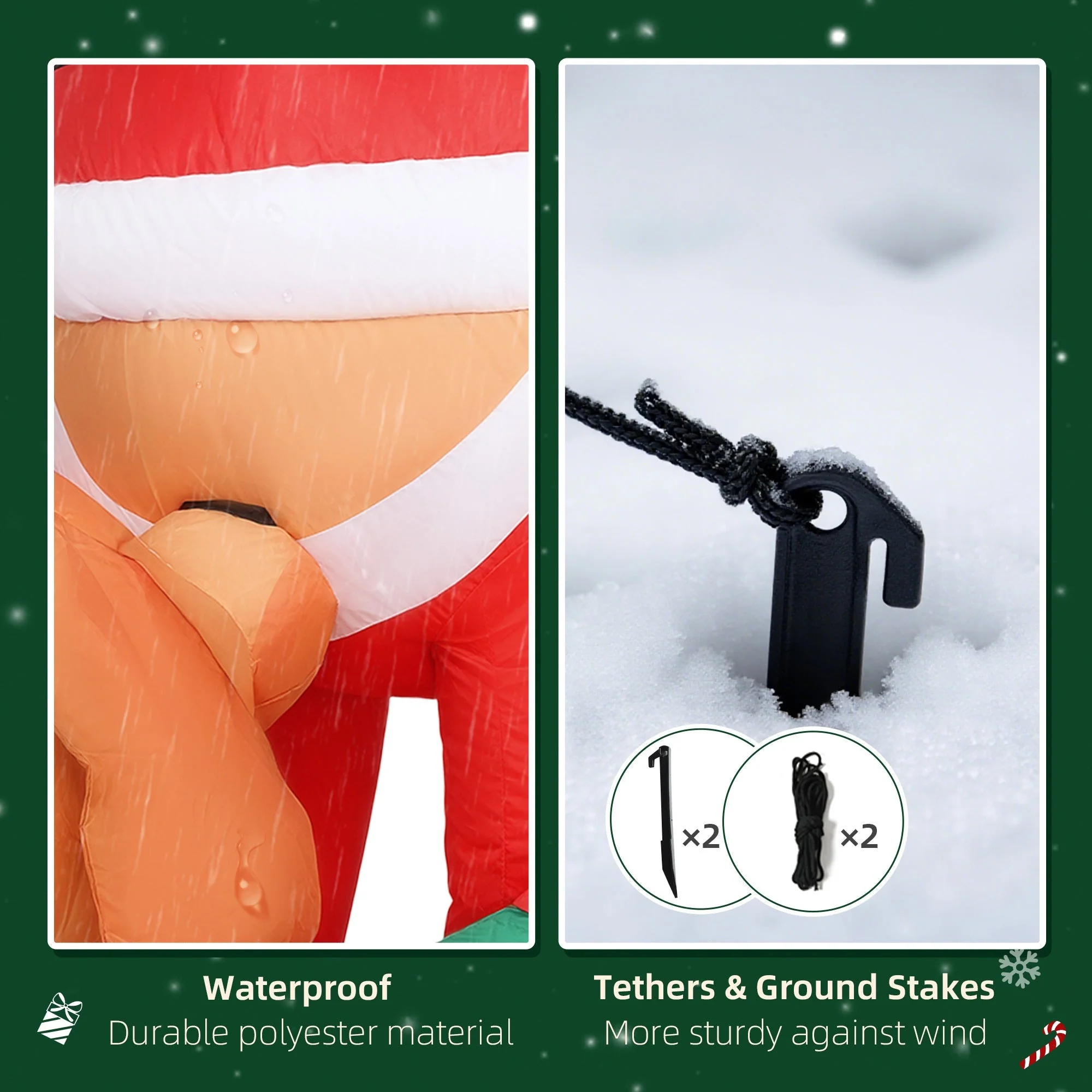 7FT Hanging Christmas Inflatable Santa with Dog - Image 8