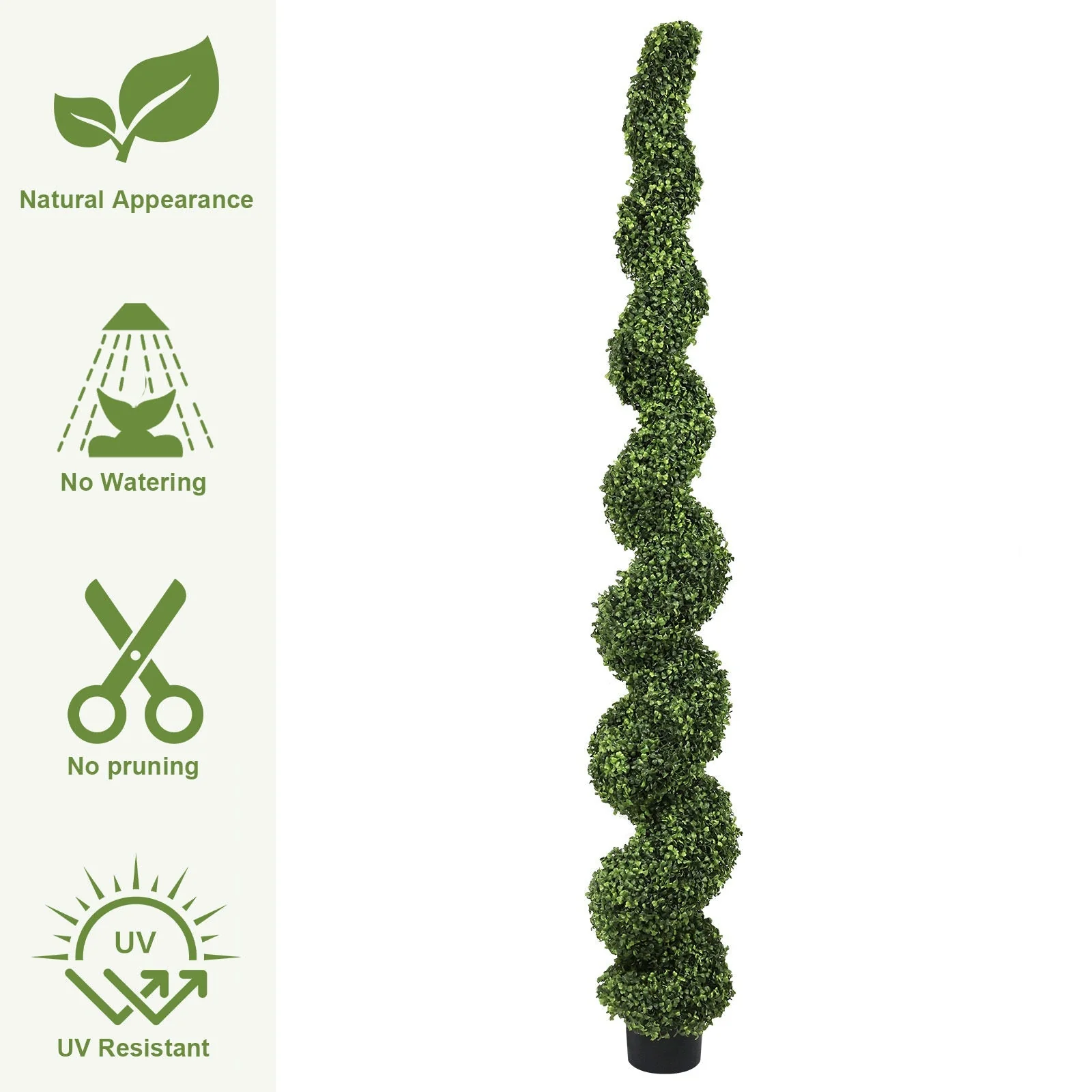 7FT Spiral Topiary Trees Artificial Outdoor Faux Boxwood Plants - Image 4