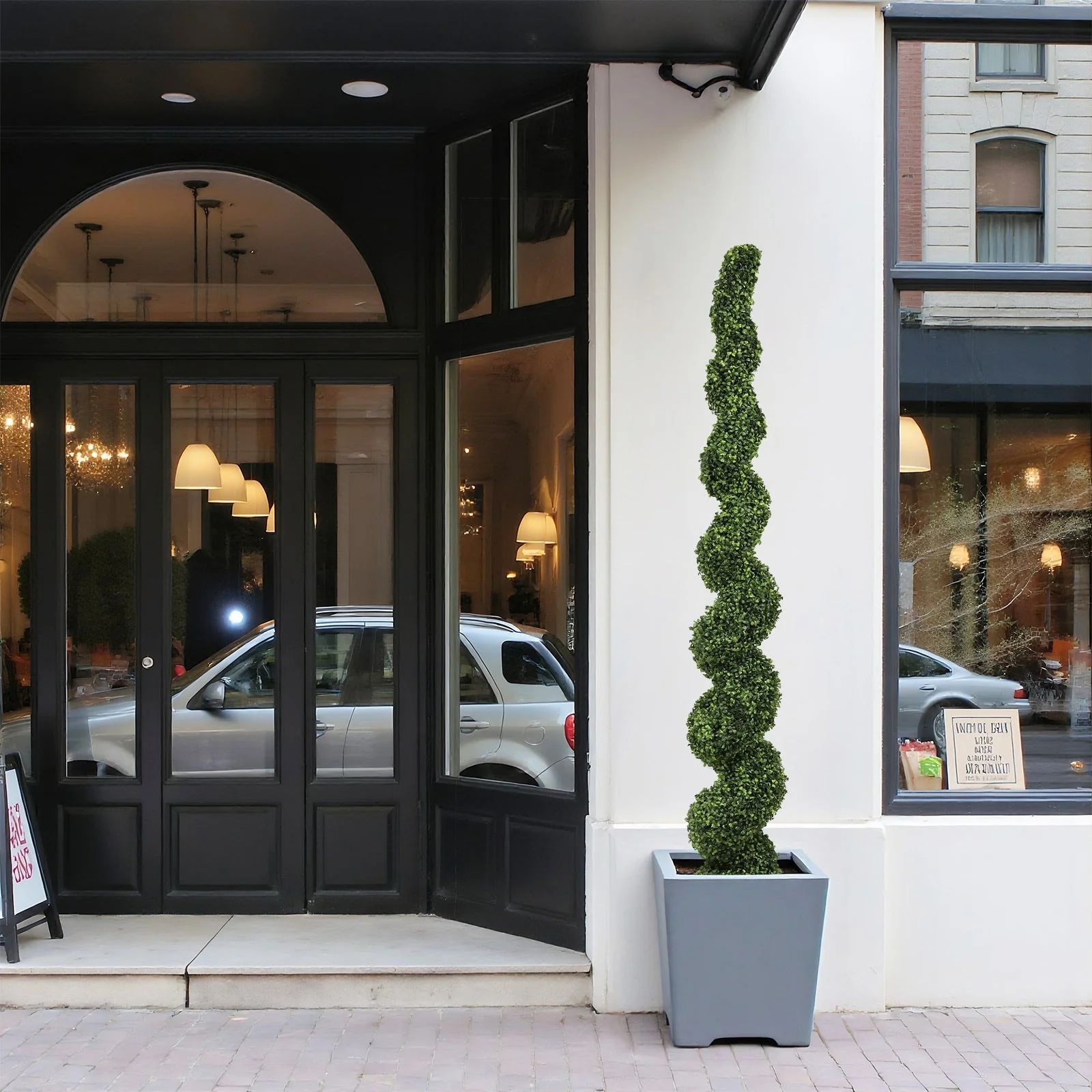 7FT Spiral Topiary Trees Artificial Outdoor Faux Boxwood Plants - Image 9