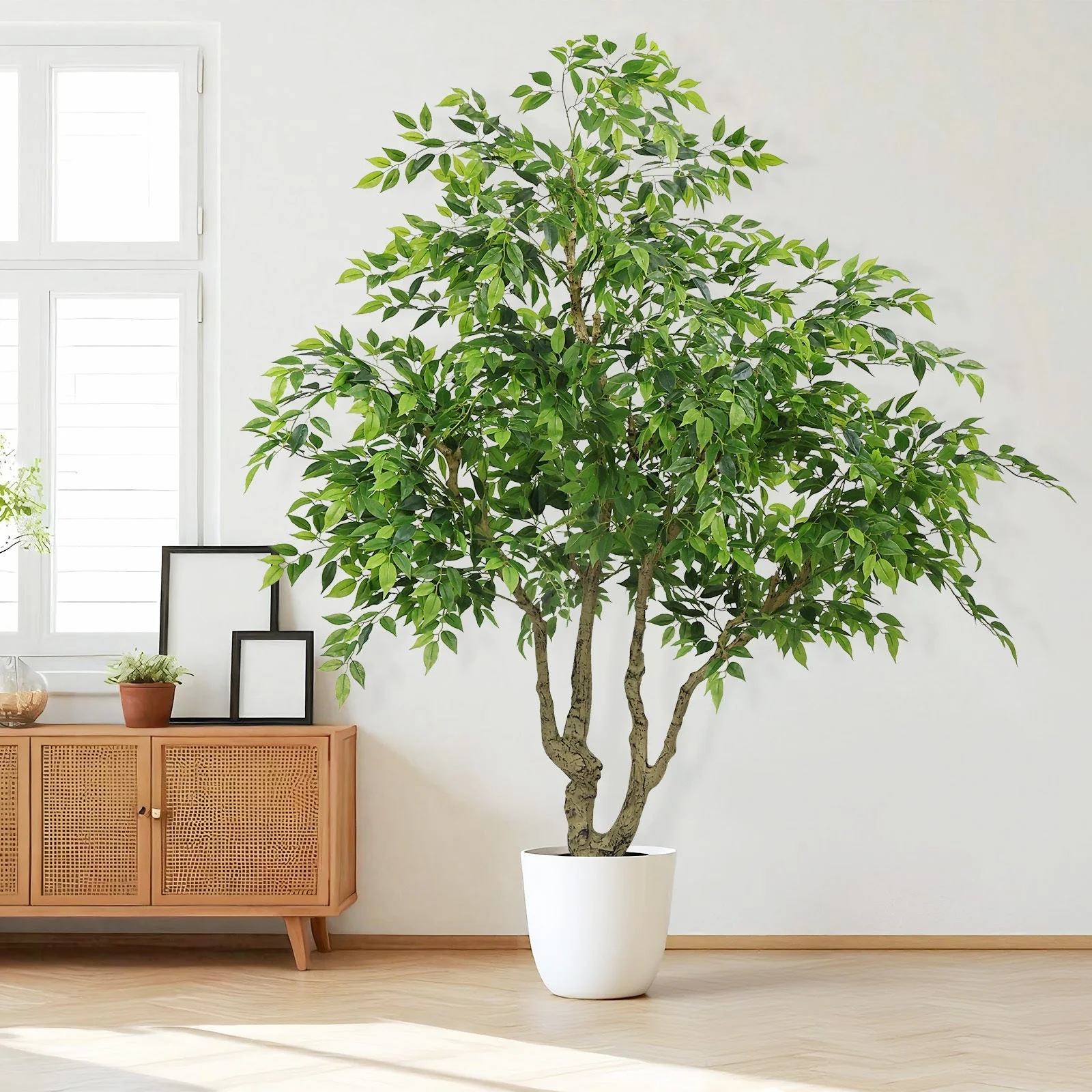 7FT Tall Artificial Banyan Tree with Natural Trunk and Realistic Silk Leaves