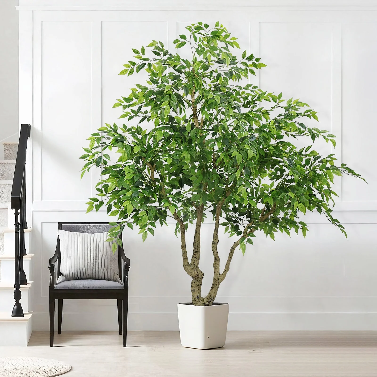 7FT Tall Artificial Banyan Tree with Natural Trunk and Realistic Silk Leaves - Image 10