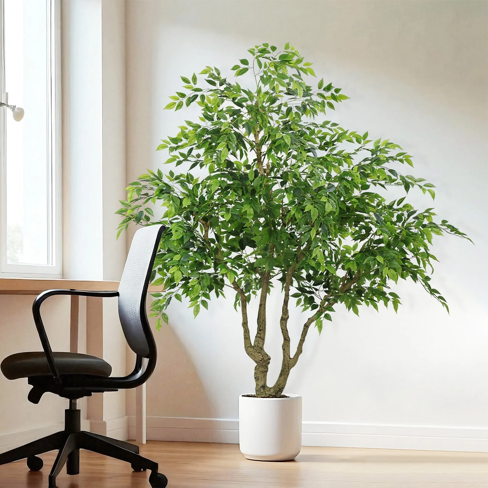 7FT Tall Artificial Banyan Tree with Natural Trunk and Realistic Silk Leaves - Image 11
