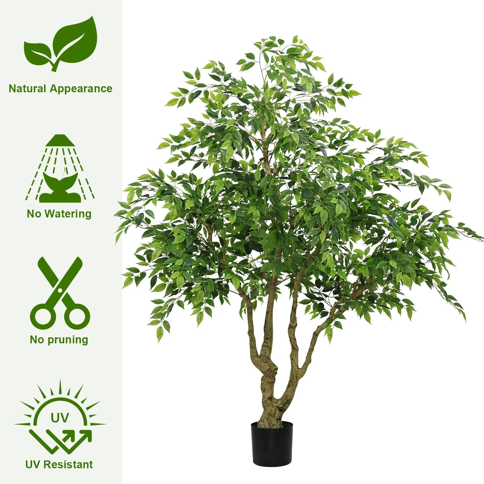 7FT Tall Artificial Banyan Tree with Natural Trunk and Realistic Silk Leaves - Image 4