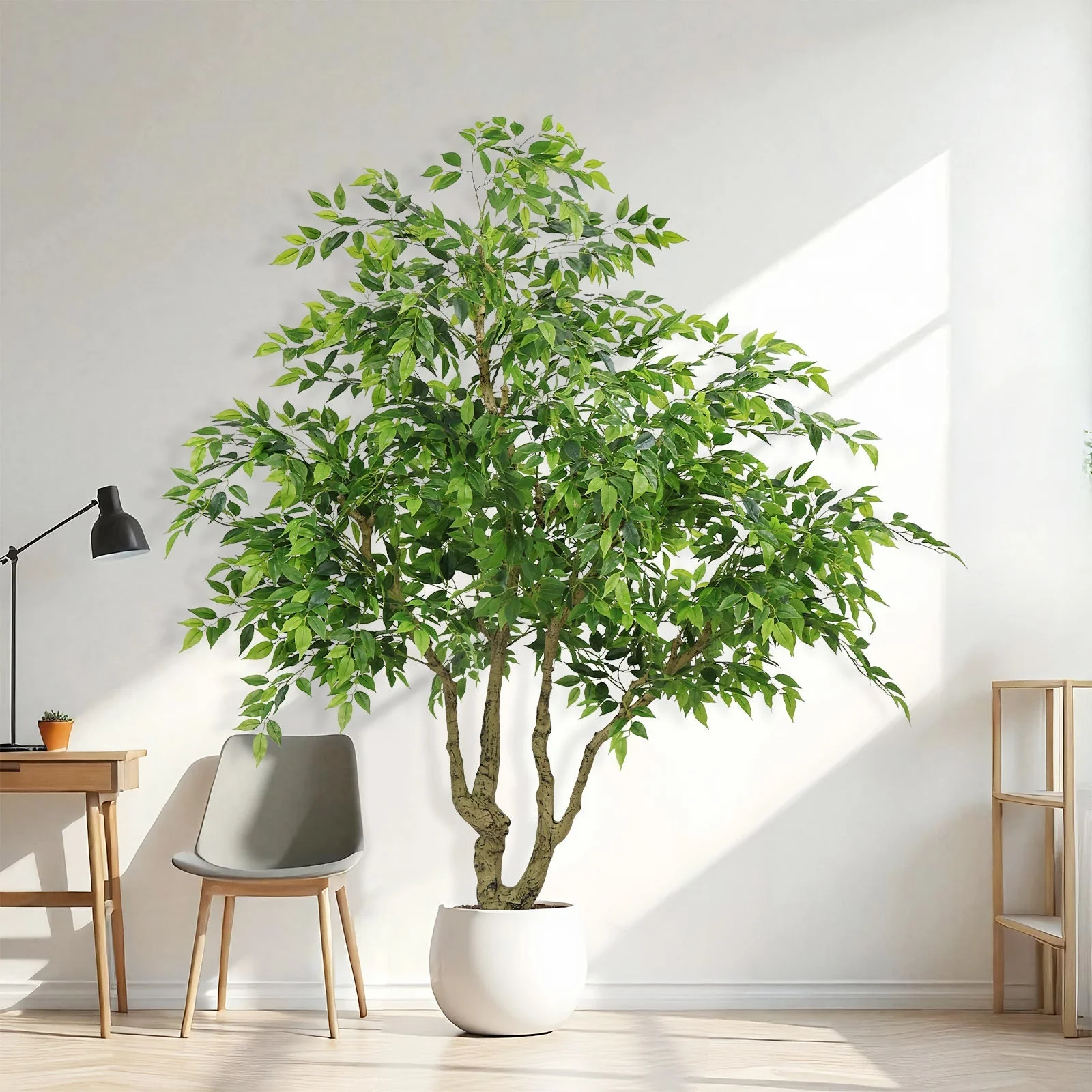 7FT Tall Artificial Banyan Tree with Natural Trunk and Realistic Silk Leaves - Image 8