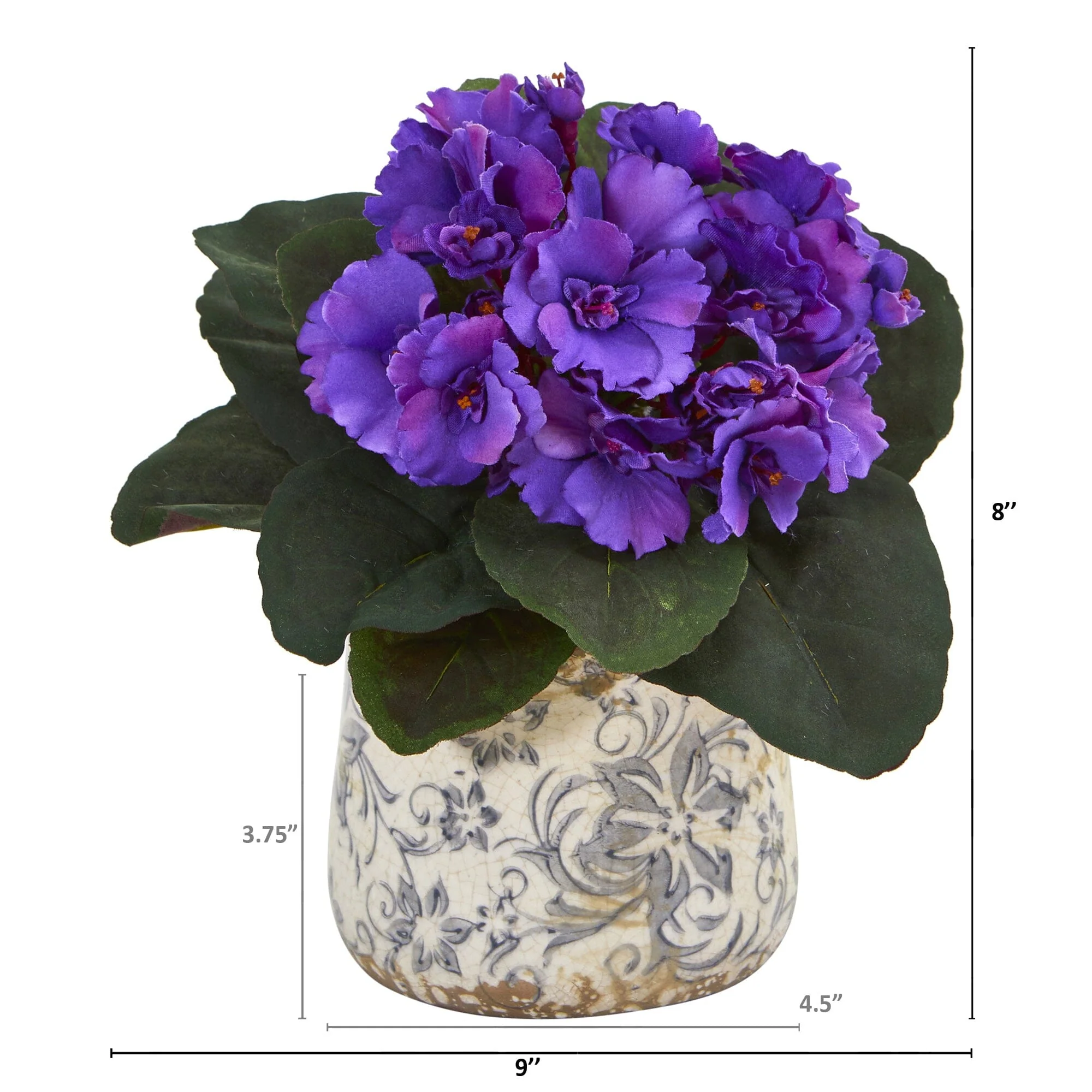 8” African Violet Artificial Plant in Floral Design Vase (Set of 2) - Image 6
