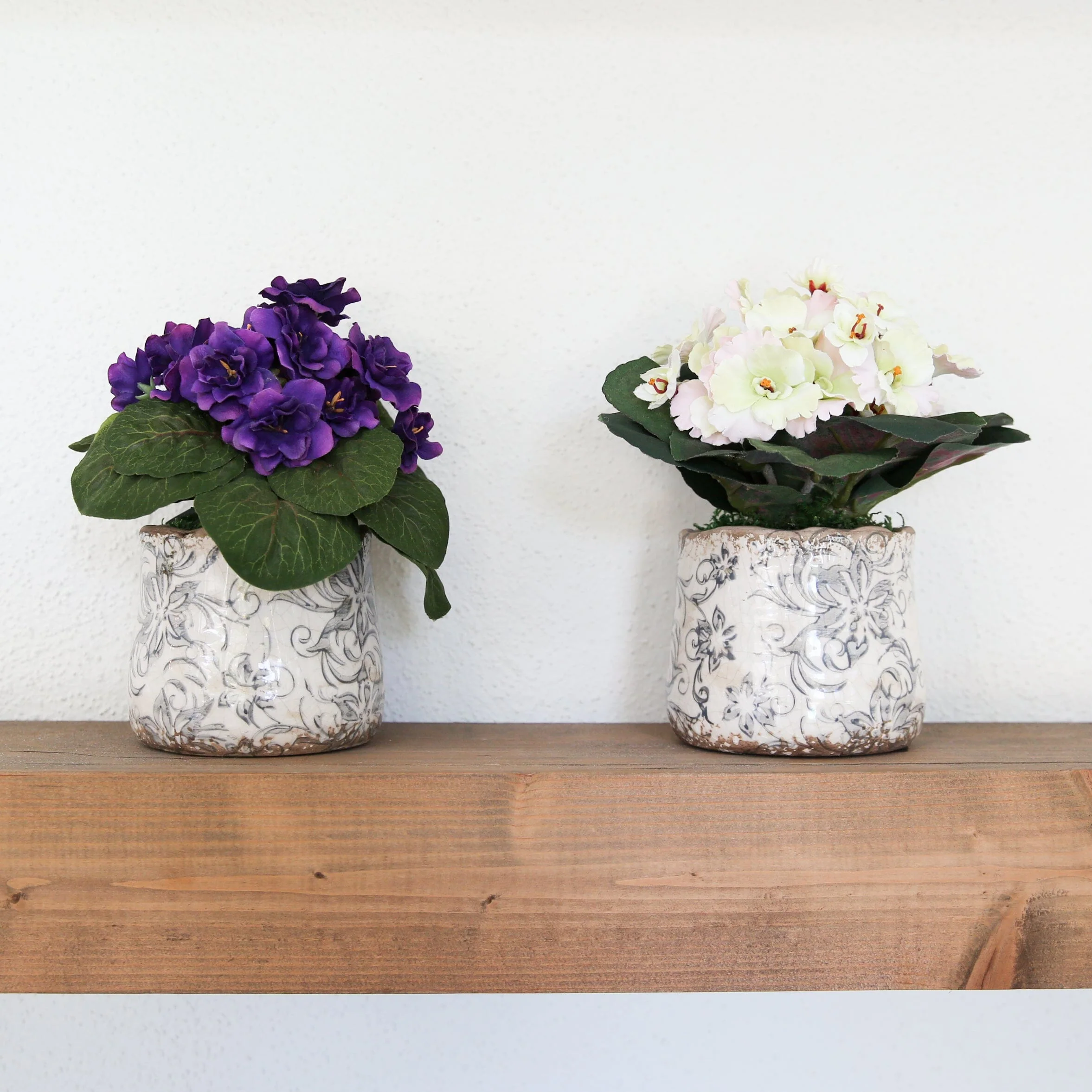 8” African Violet Artificial Plant in Floral Design Vase (Set of 2) - Image 7