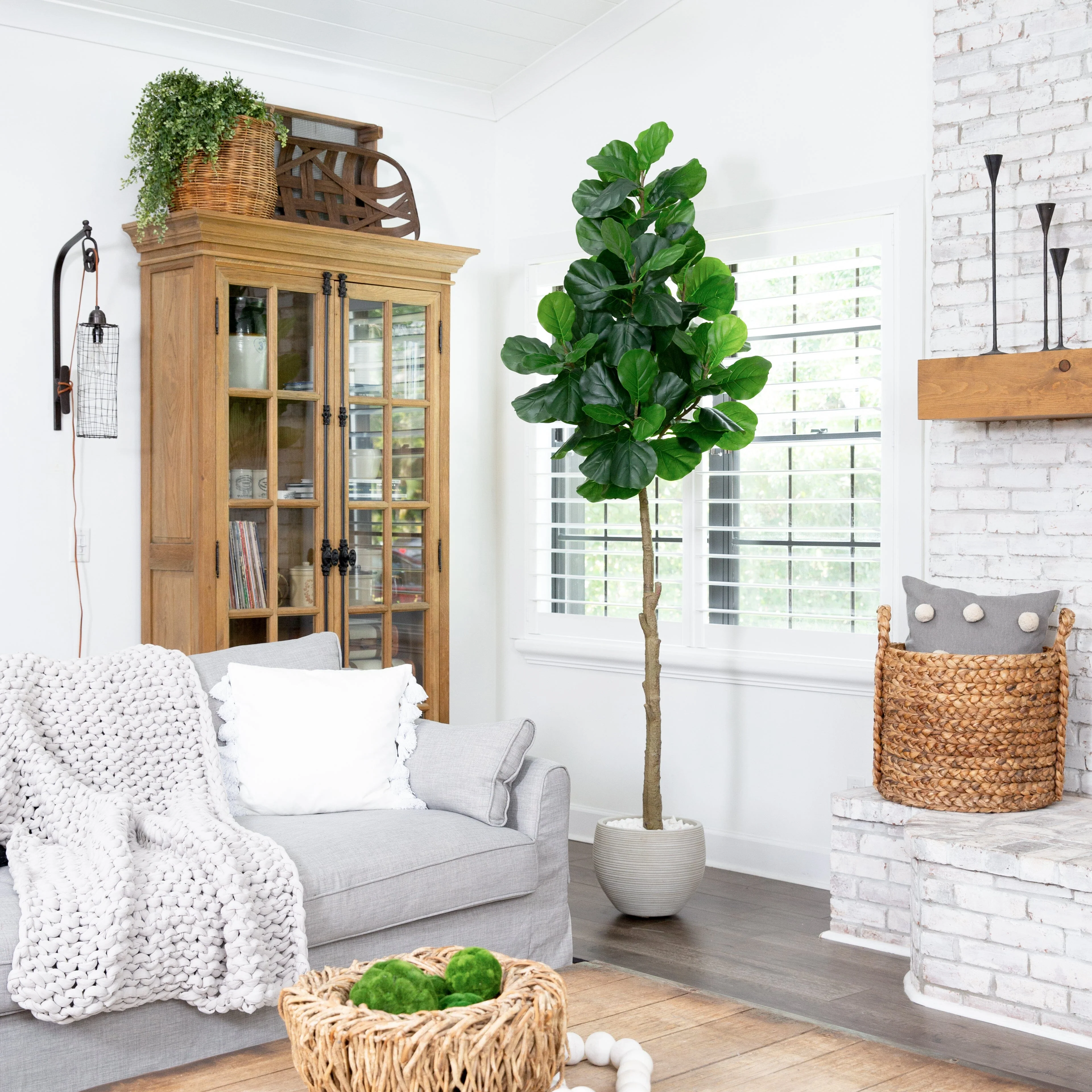8’ Artificial Fiddle Leaf Fig Tree - Image 3