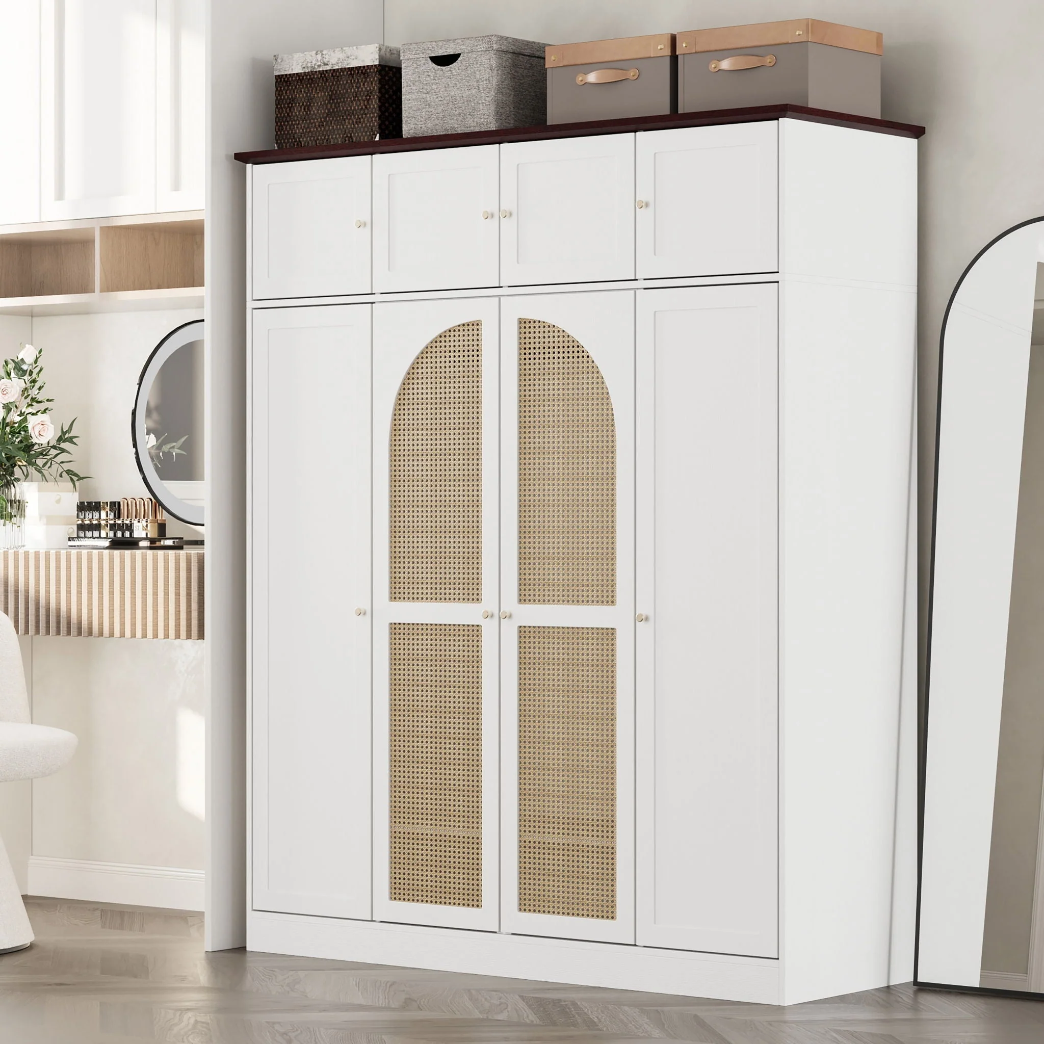 8 Door Armoire Wardrobe With Adjustable Shelves And Hanging Rod - Image 4
