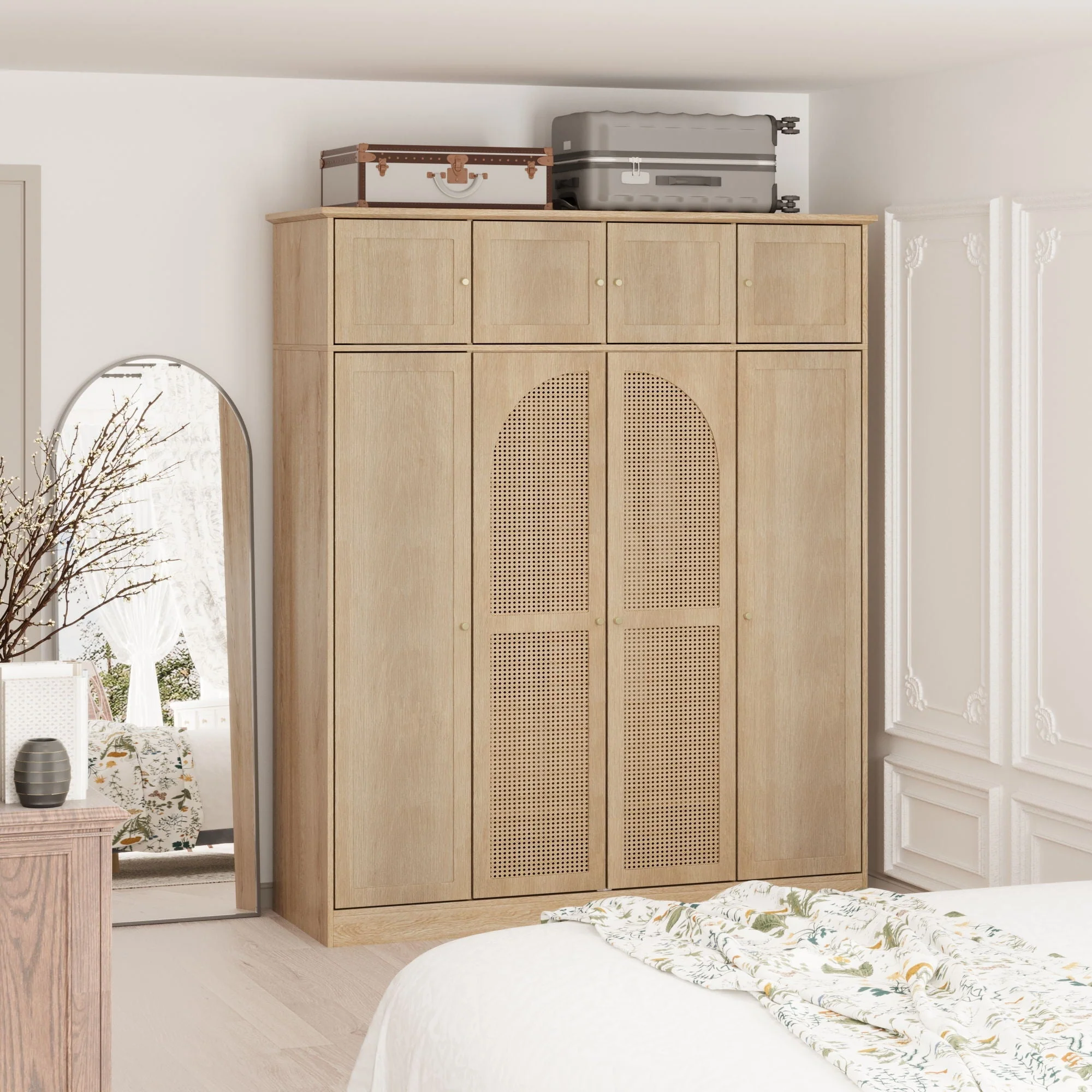 8 Door Armoire Wardrobe With Adjustable Shelves And Hanging Rod - Image 6